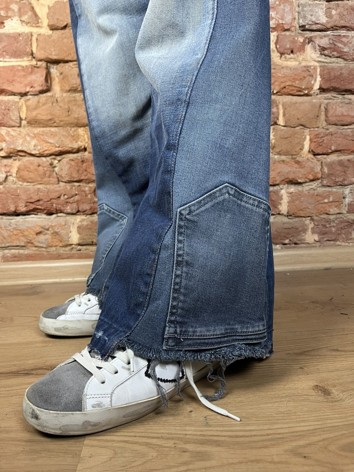 Handmade Reworked custom handmade jeans pants flared distressed style Size US 31 - 4 Thumbnail