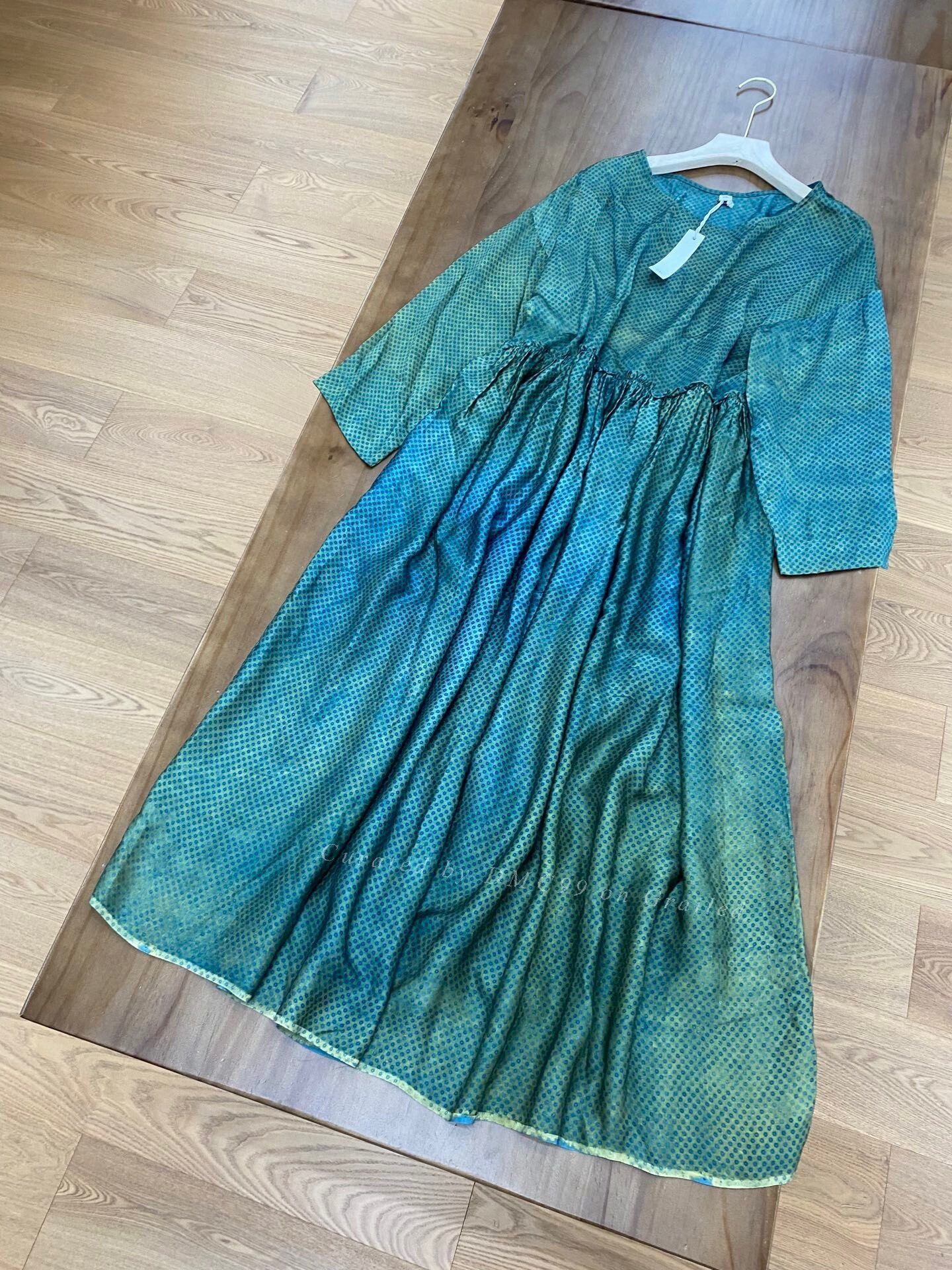 RBRSL r.b. Peacock Blue Gradient Polka Dot Dress Size L / US 10 / IT 46 - 1 Thumbnail