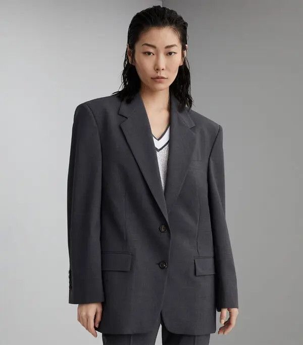 Brunello Cucinelli o1w1db10825 Woven Jacket Wool in Dark Grey Size XL / US 12-14 / IT 48-50 - 6 Thumbnail