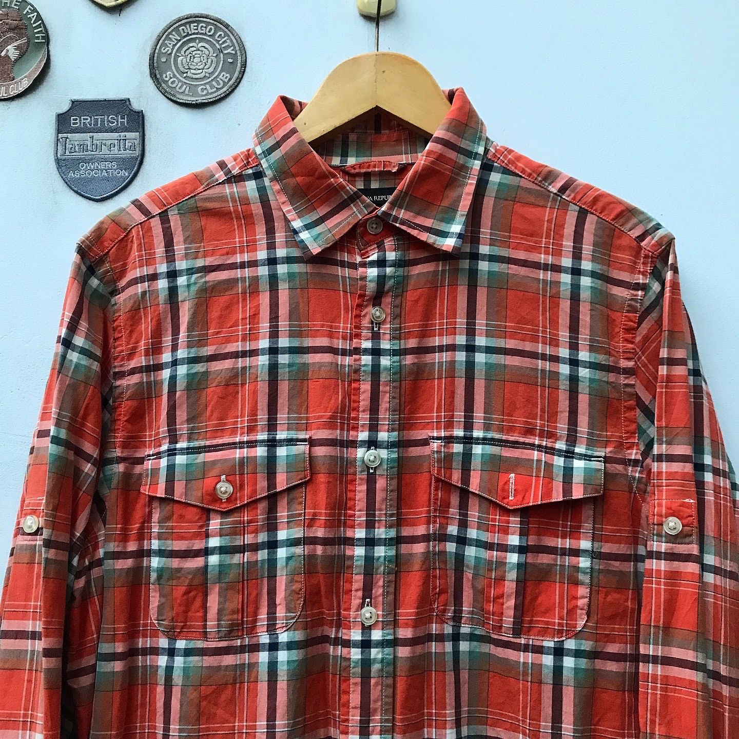Banana Republic Mojave red plaid tartan Long sleeves