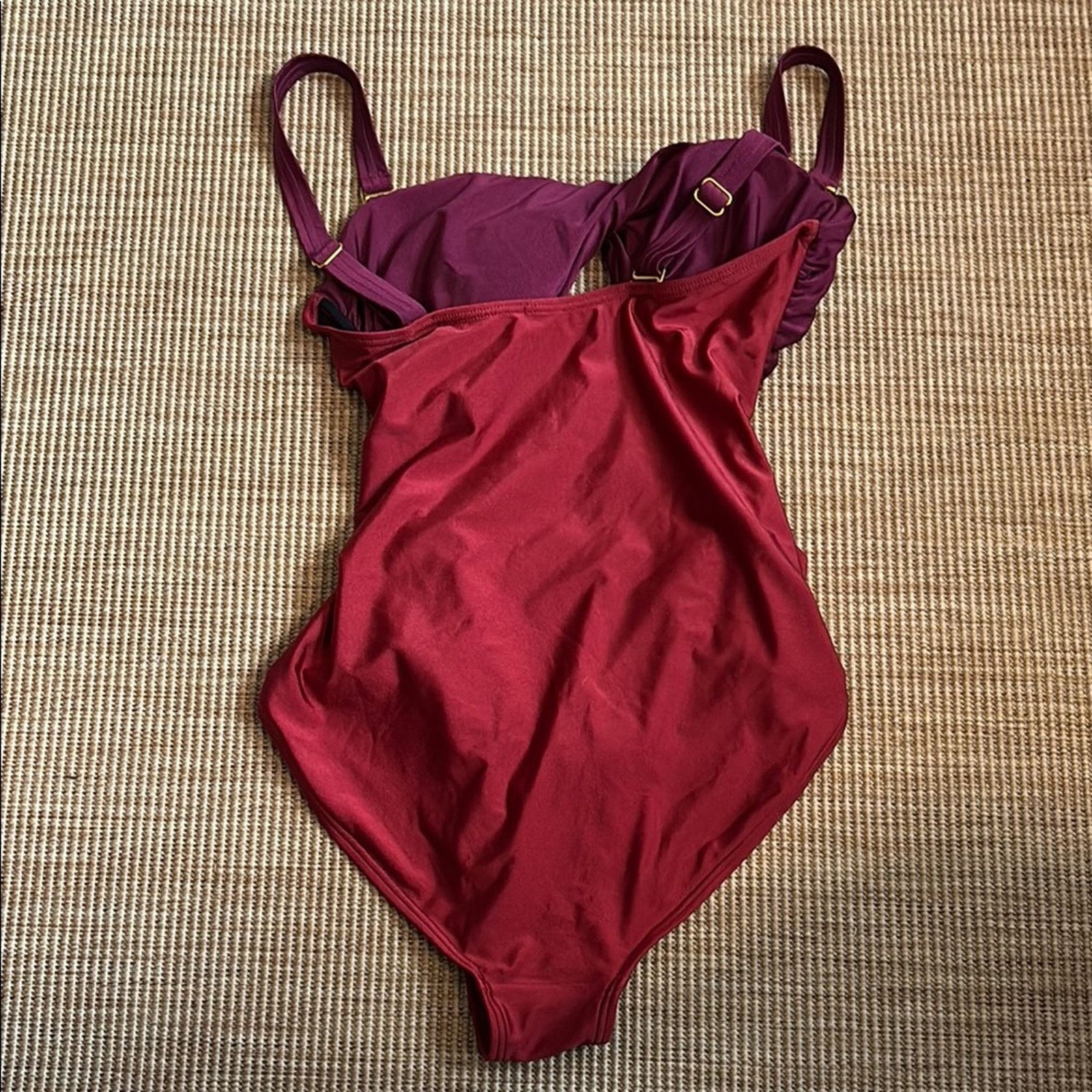 REVOLVE REVOLVE Red and Black One Piece Swimsuit Structured Bust 16 Size ONE SIZE - 3 Thumbnail