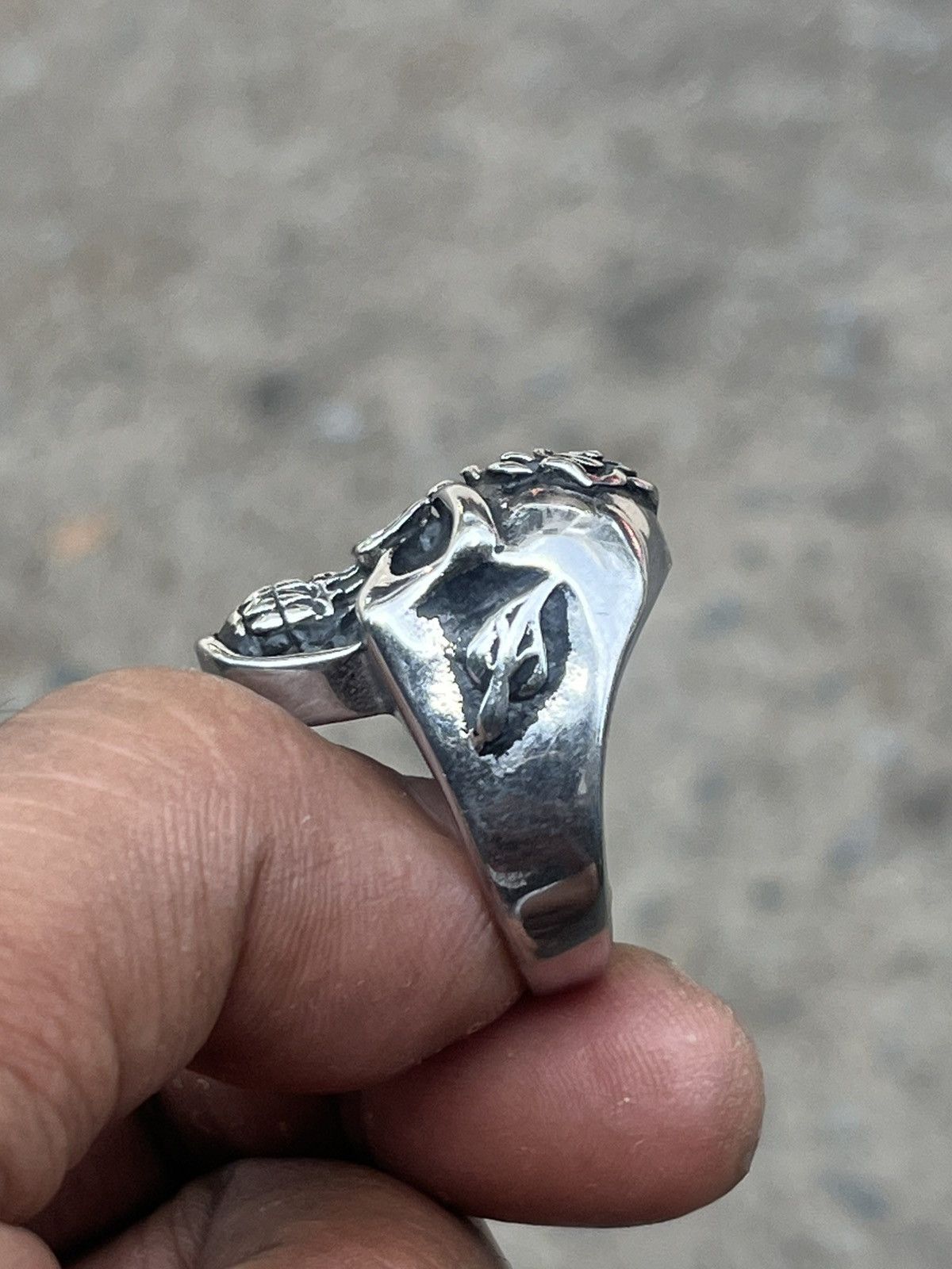 If Six Was Nine Hardcore Punk Skull Rose Ring Chrome Style Size ONE SIZE - 6 Thumbnail
