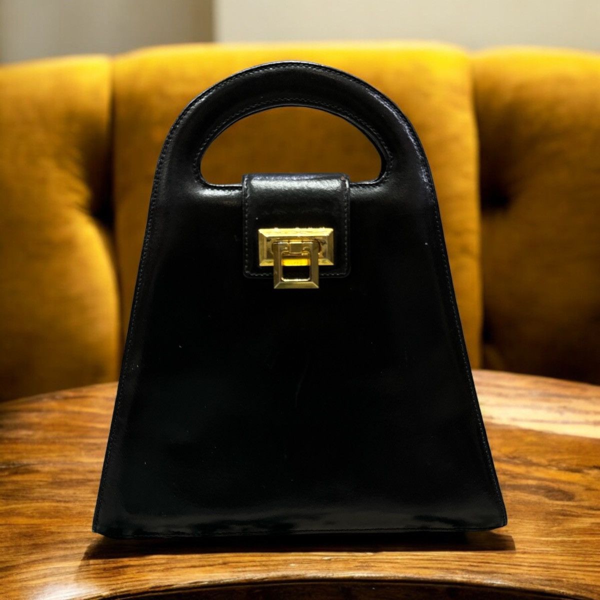 Japanese Brand VINTAGE LINEA DOPPIO LEATHER EVENING HANDLE BAG Size ONE SIZE - 1 Thumbnail