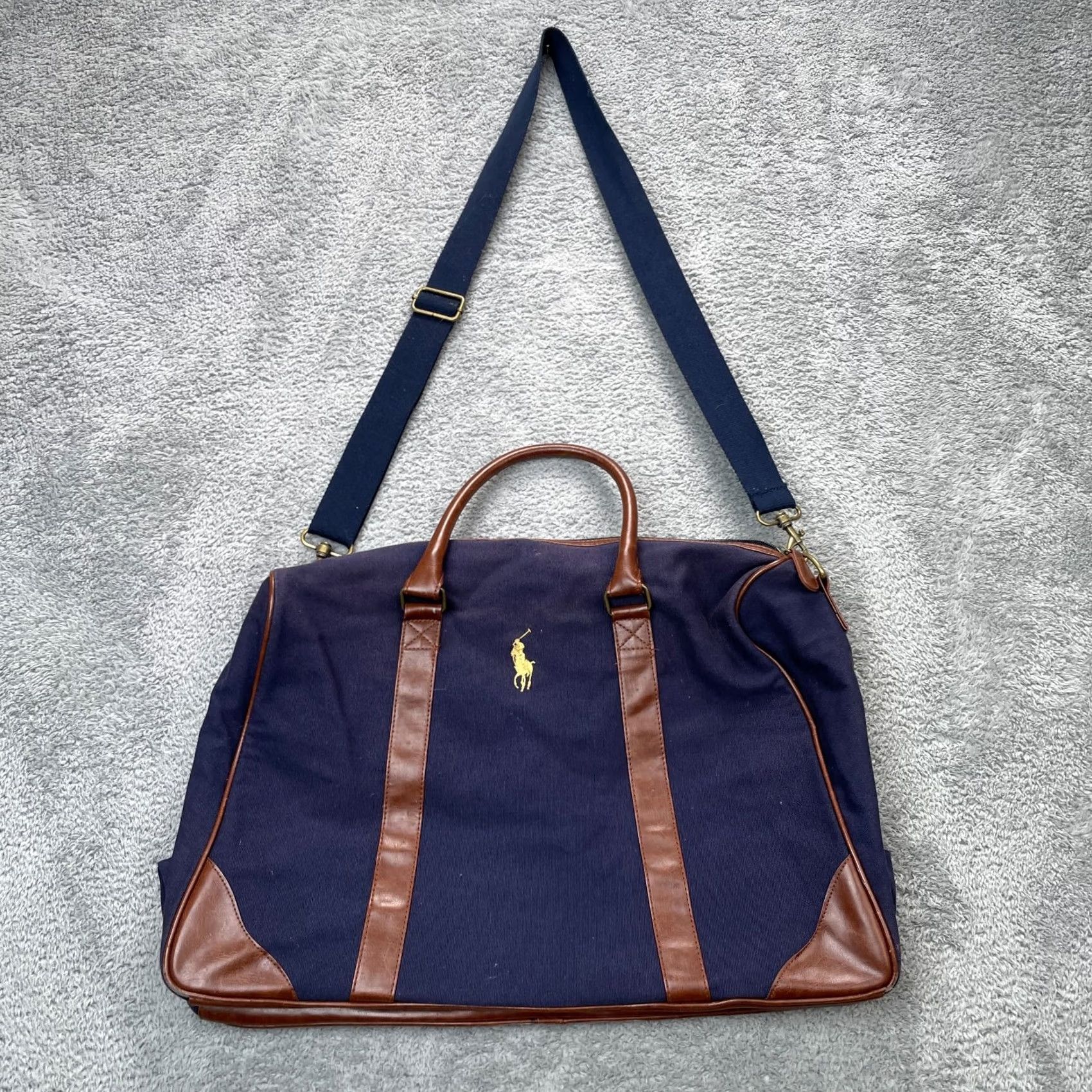 Ralph Lauren VTG Ralph Lauren Polo Bag Large Blue Canvas Duffle Travel Leather Trim Weekender Bag Size US L / EU 52-54 / 3 - 7 Thumbnail
