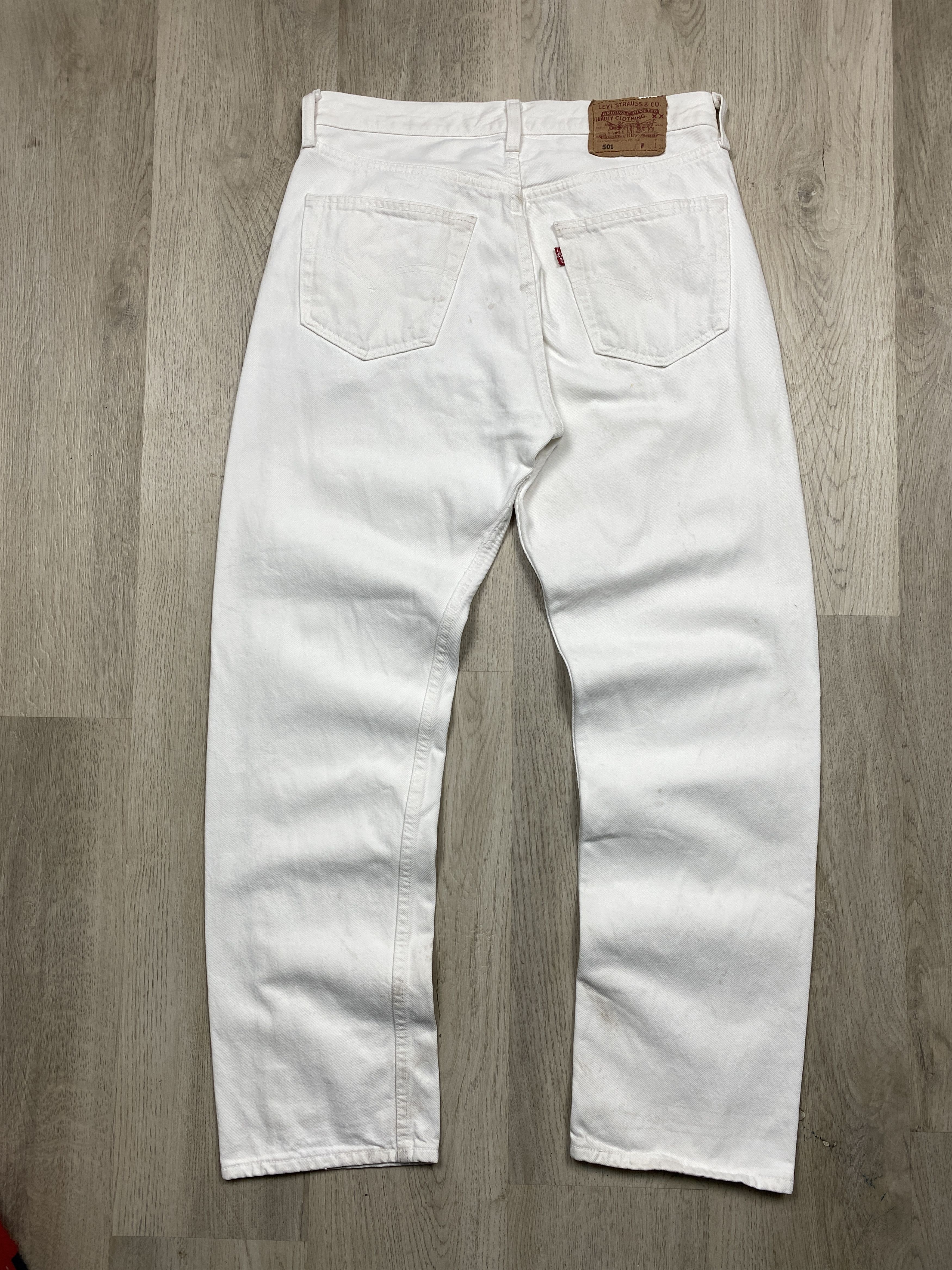 Levi's Levis 501 90s Vintage White Denim Pants Red Tab Jeans Size US 33 - 1 Thumbnail