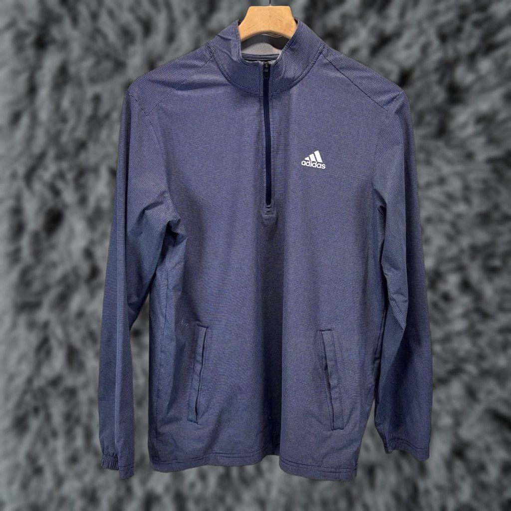Adidas Adidas Golf 1/4 Zip Pullover Jacket Sz Small Men’s Blue Striped READ Size US S / EU 44-46 / 1 - 1 Thumbnail