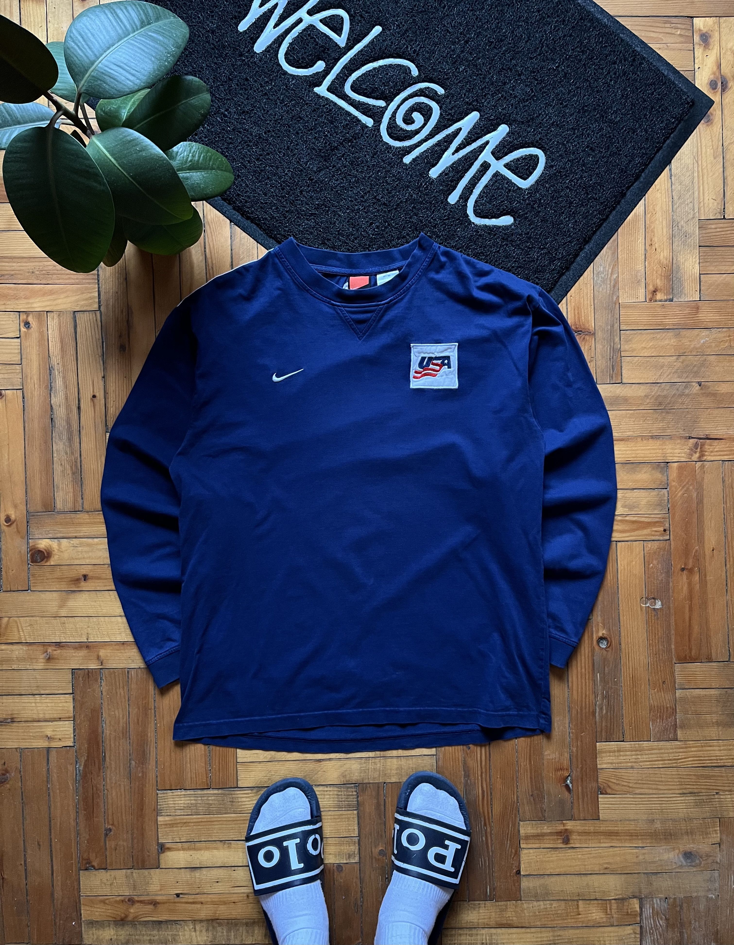 Nike Vintage Nike USA Hockey 90's IIHF Blue Longsleeve Tee Size US M / EU 48-50 / 2 - 1 Thumbnail