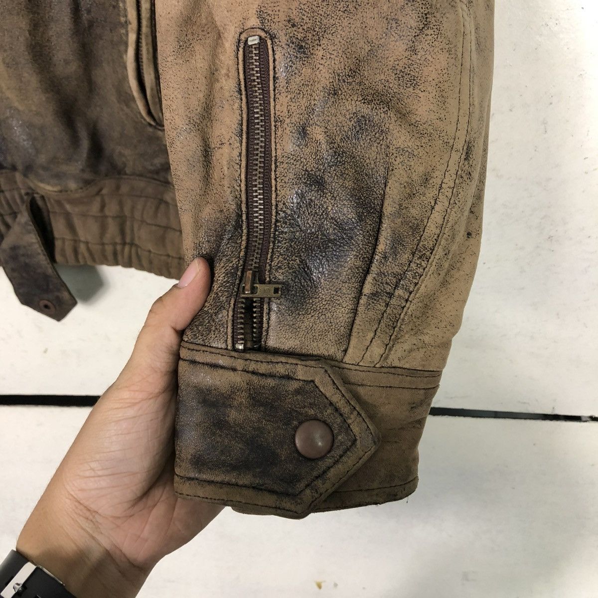 Japanese Brand 🔥VINTAGE FLY BOMBER LEATHER JACKET ROBO MILANO ISSEY MIYAKE Size US M / EU 48-50 / 2 - 17 Thumbnail