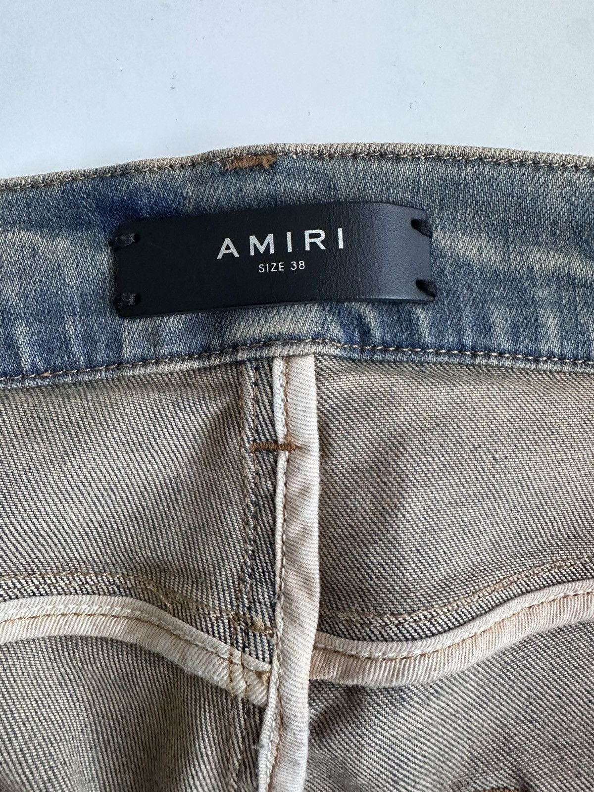 Amiri TRACK DISTRESSED GLITTERED STRETCH DENIM JEANS Size US 38 / EU 54 - 10 Thumbnail