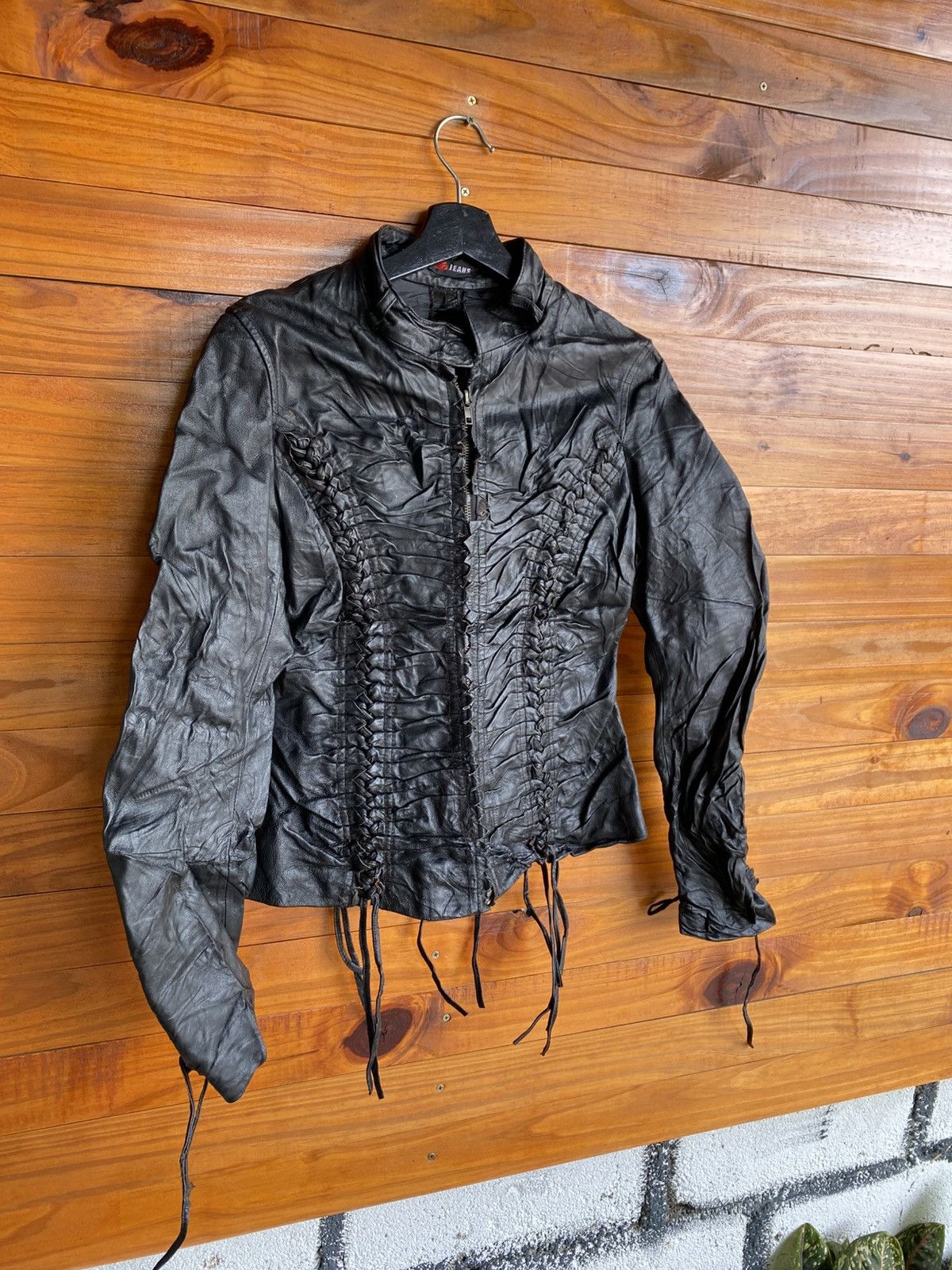 Genuine Leather Tilt Jeans Black Leather Lace-Up Corset Jacket Gothic Style Size S / US 4 / IT 40 - 5 Thumbnail