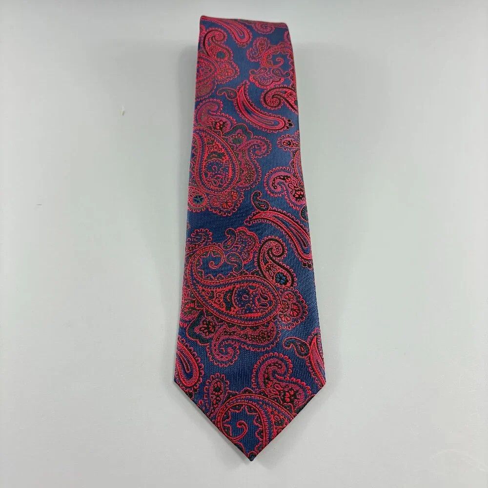 Stafford Stafford Navy / Red Paisley Men's Tie 3 1/2" x 61" Size ONE SIZE - 1 Thumbnail