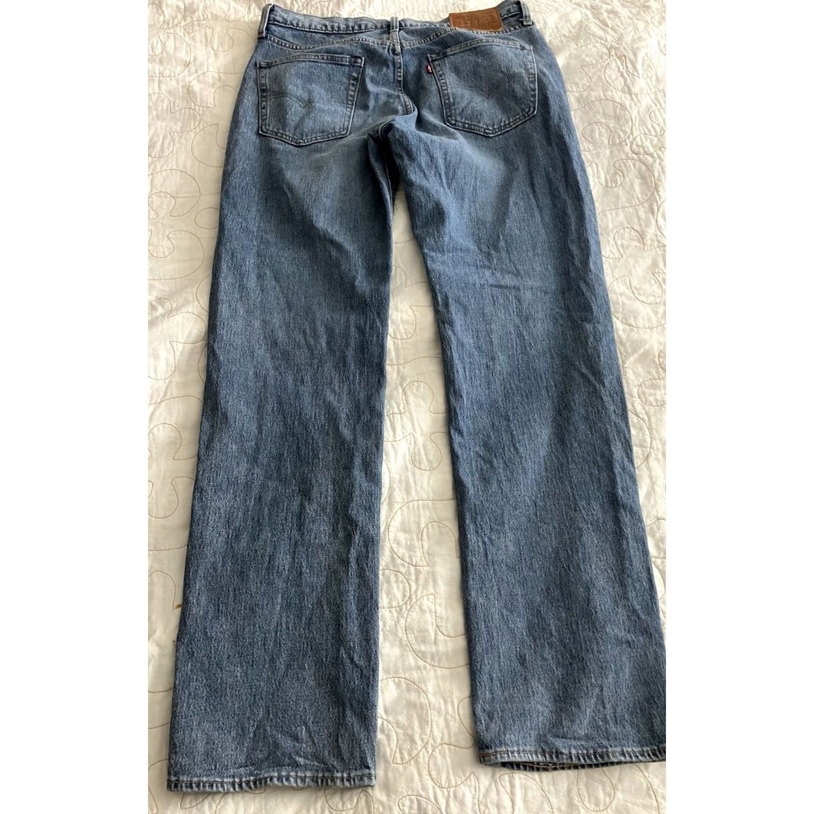 Levi's VINTAGE Levi's 514 Big E Leather Tab Premium Denim Jeans 32x34 Tapered Relaxed Fit 5-Pocket Blue Mens Jeans 90s Biker Grunge Rock USA 34x33 Size US 34 / EU 50 - 3 Thumbnail
