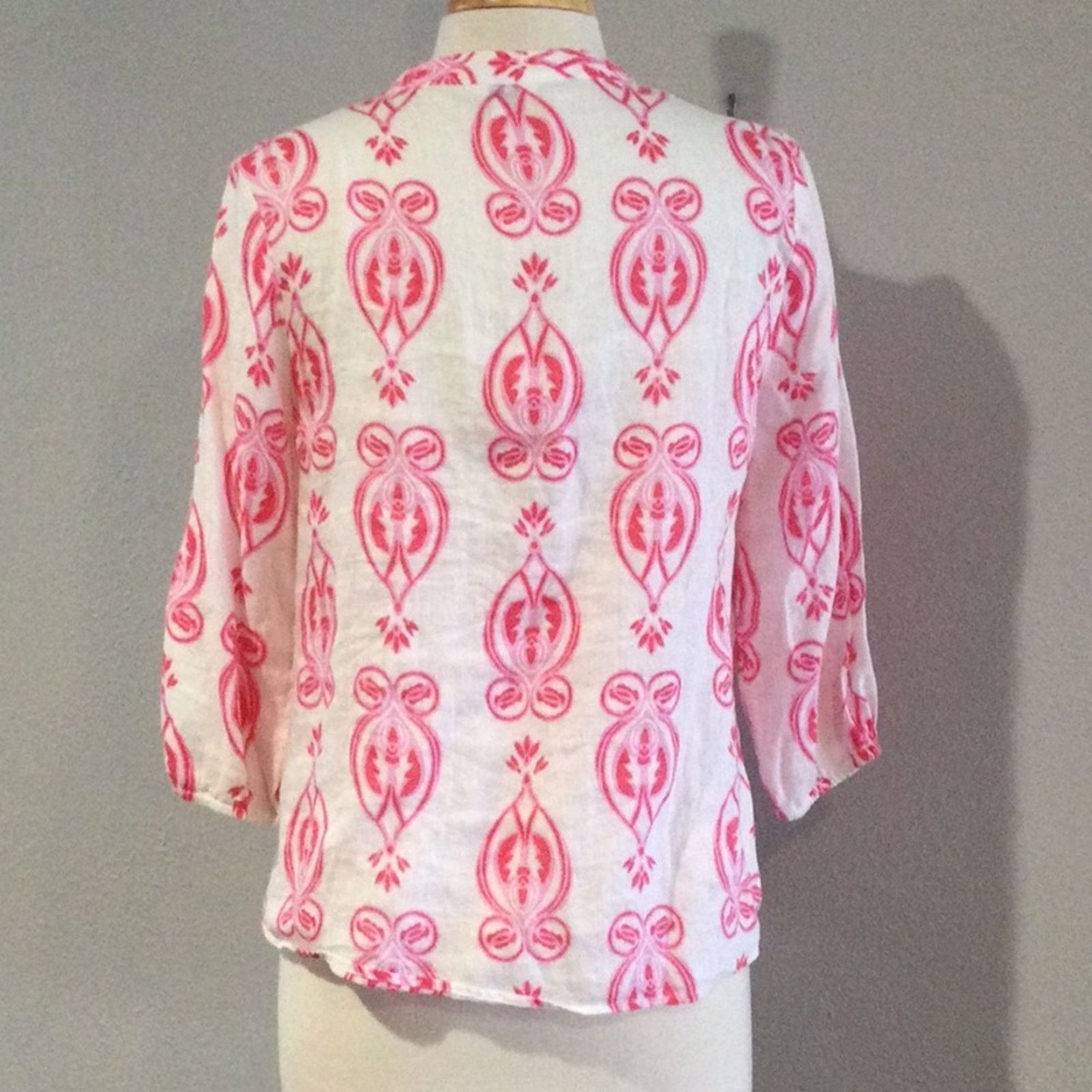 Other Crown & Ivy Petite White & Pink Semi Sheer Pullover Top PM Size M / US 6-8 / IT 42-44 - 8 Thumbnail