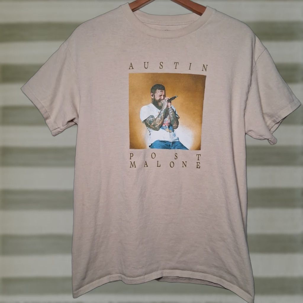 Vintage Posty Co Austin Post Malone Shirt Men L Graphic T Beige Short Sleeve Crew Neck Music 2020s Pop Culture Cotton Tan Size US L / EU 52-54 / 3 - 1 Thumbnail