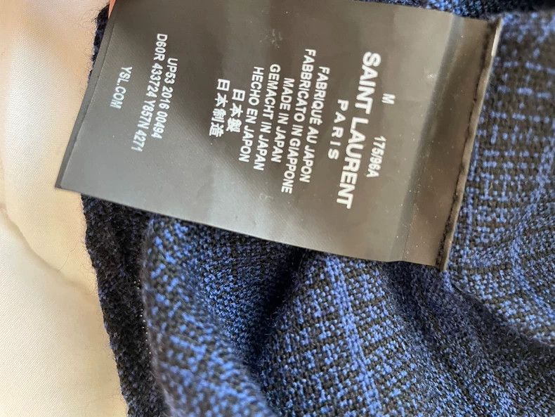 Yves Saint Laurent Saint Laurent 16 FW blue and black wool plaid shirt 2502-N Size US M / EU 48-50 / 2 - 4 Thumbnail