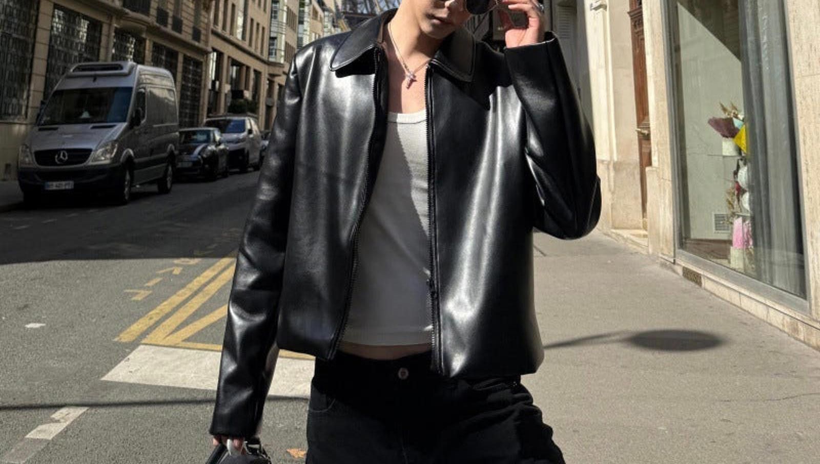Japanese Brand Black Faux Leather Jacket, Men's Classic Zip Outerwear Size US L / EU 52-54 / 3 - 3 Thumbnail