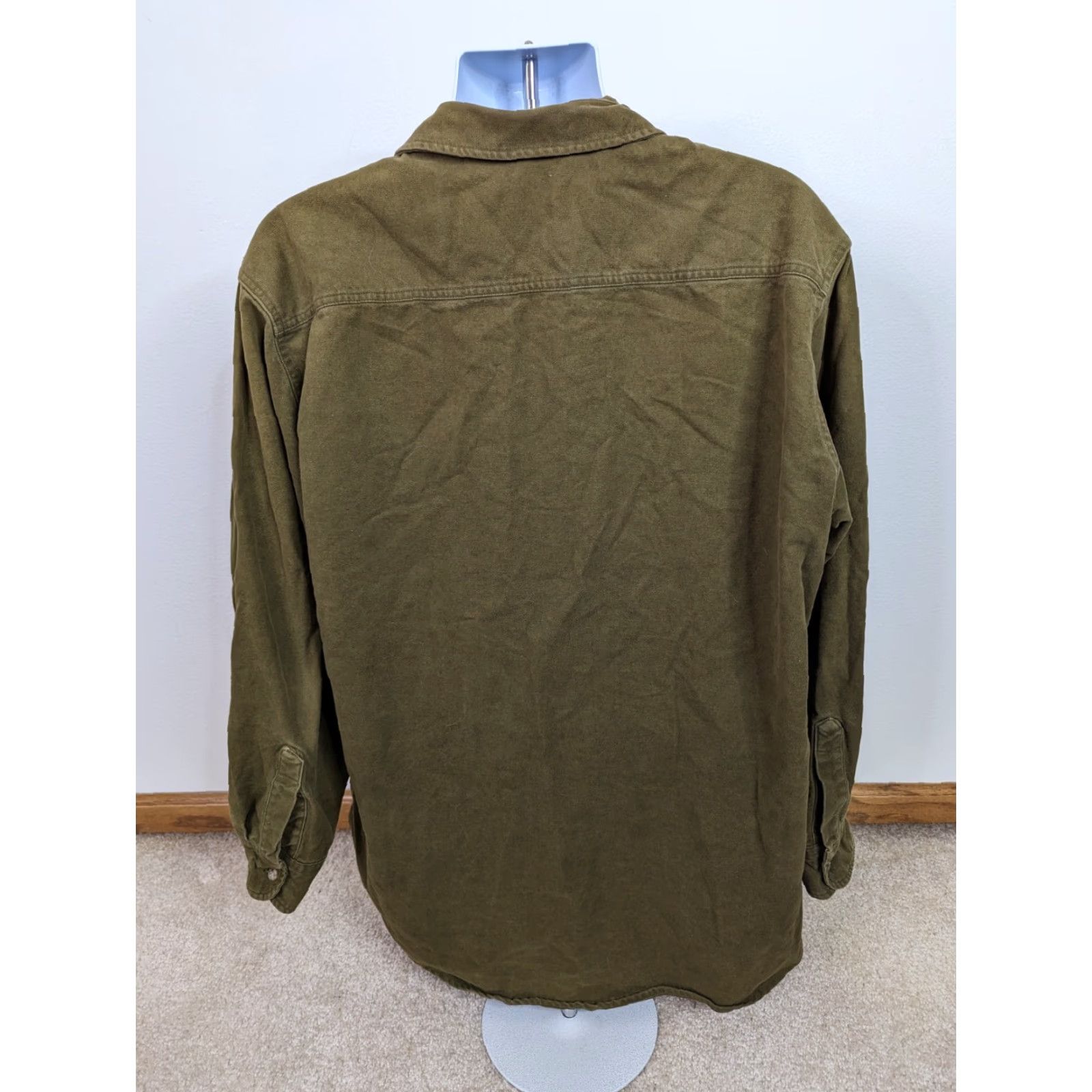 CLOT VINTAGE Gander Mountain CHAMOIS FLANNEL WORK SHIRT Mens XLT (Big & Tall) Green Cotton Heavyweight 80s Buttons Long Sleeve Size US XL / EU 56 / 4 - 3 Thumbnail