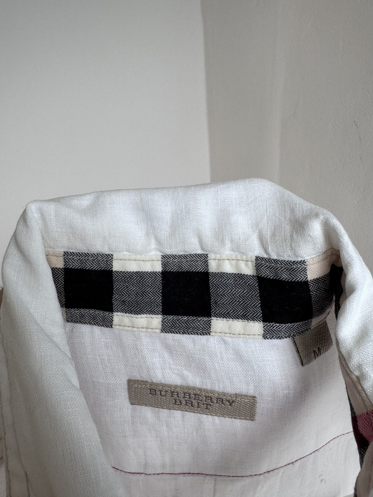Burberry Burberry Brit White Linen Long Sleeve Pocket Shirt Luxury Size US M / EU 48-50 / 2 - 16 Thumbnail