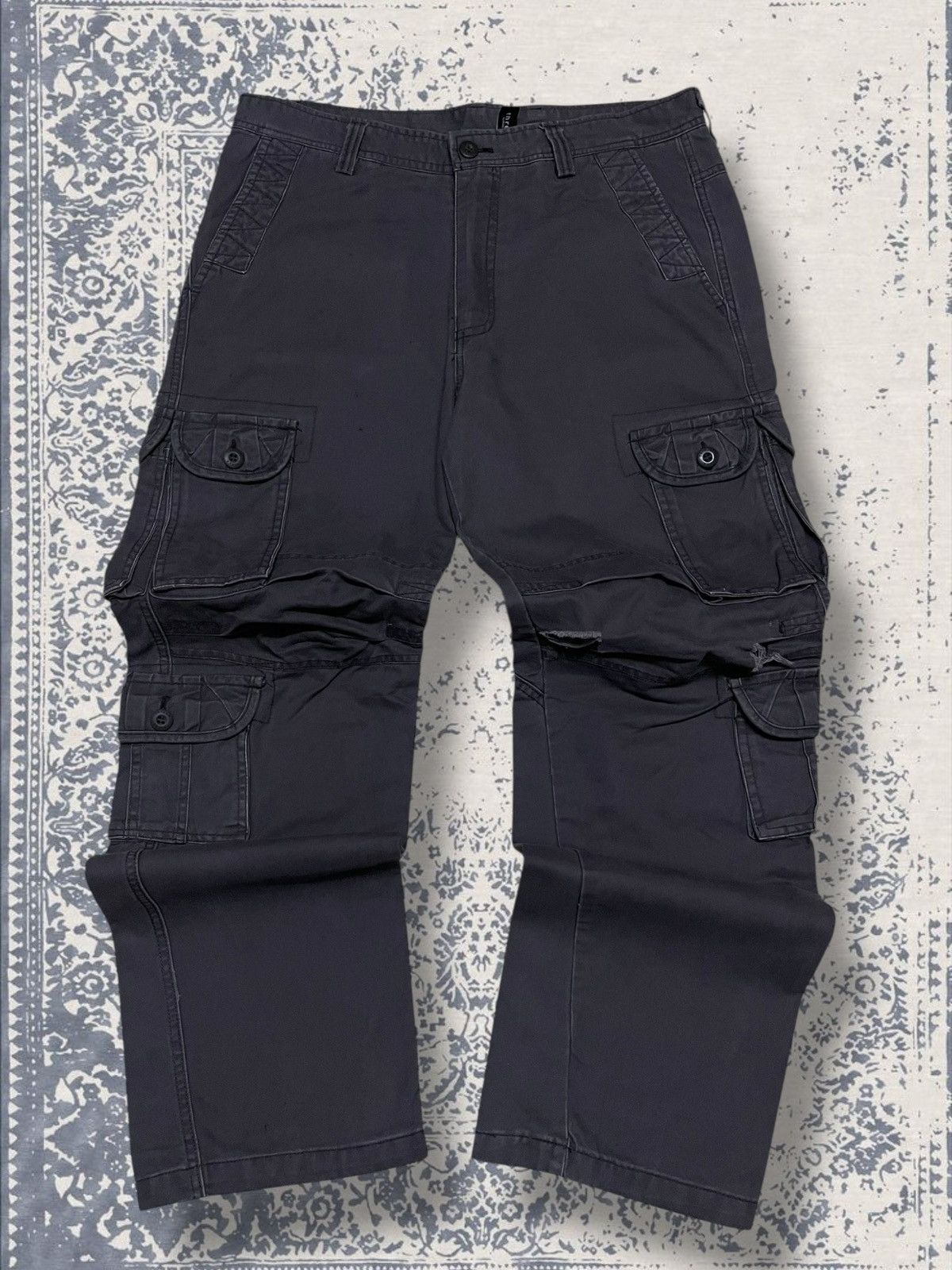 Designer × Japanese Brand × Vintage Vintage 1990s Japan Designer Qianyige Faded Cargo Combat Size US 33 - 1 Thumbnail
