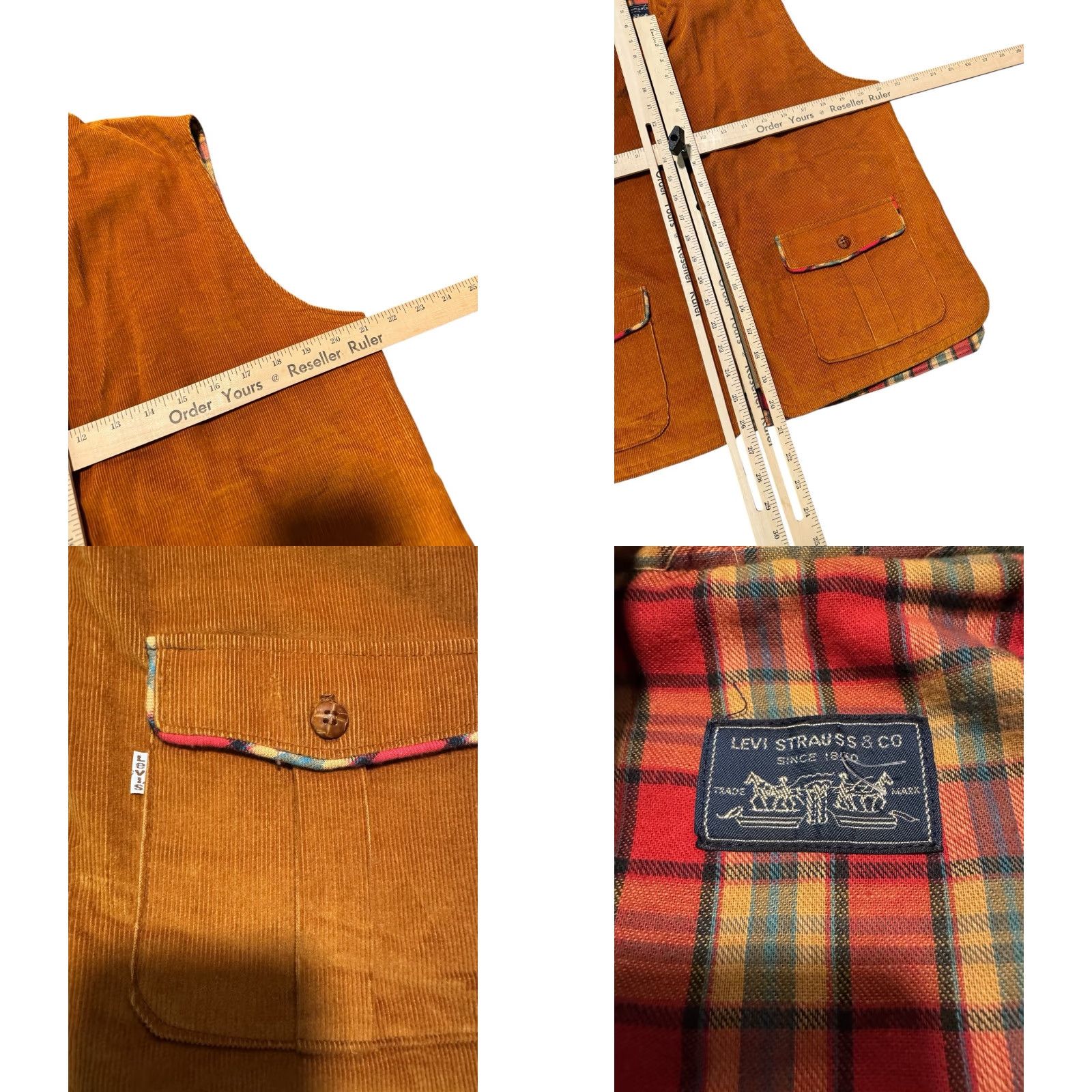 Levi's VINTAGE Levi's Shooting Vest Corduroy Lined Hunting 70s 80s White Tab Men L Brown Shotgun Style Military Jacket Size US L / EU 52-54 / 3 - 10 Thumbnail