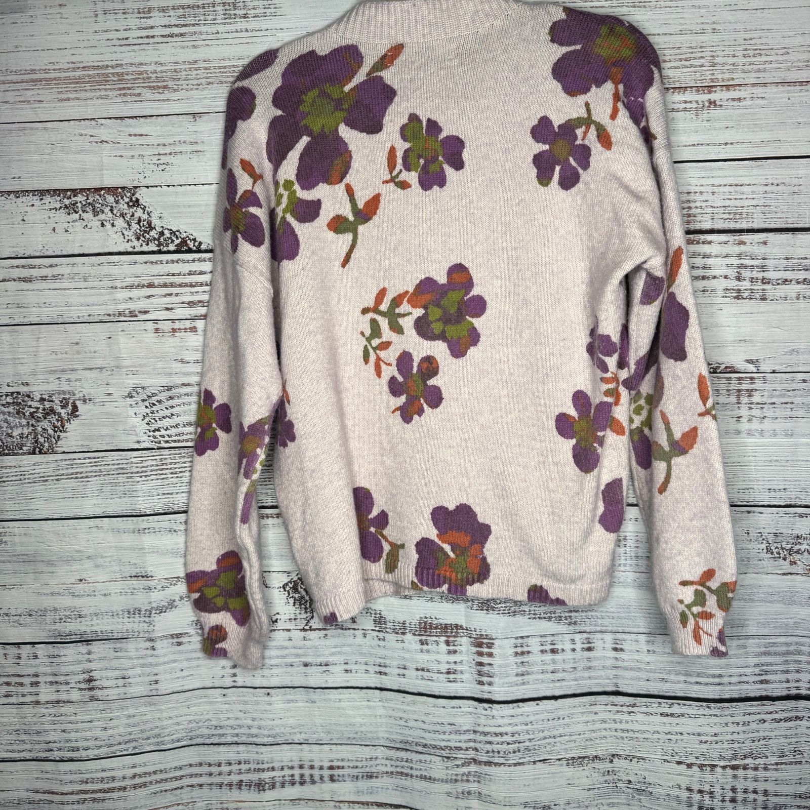 Loft LOFT Floral Print Sweater Purple Lilac Crew Neck Pullover M Size M / US 6-8 / IT 42-44 - 6 Thumbnail