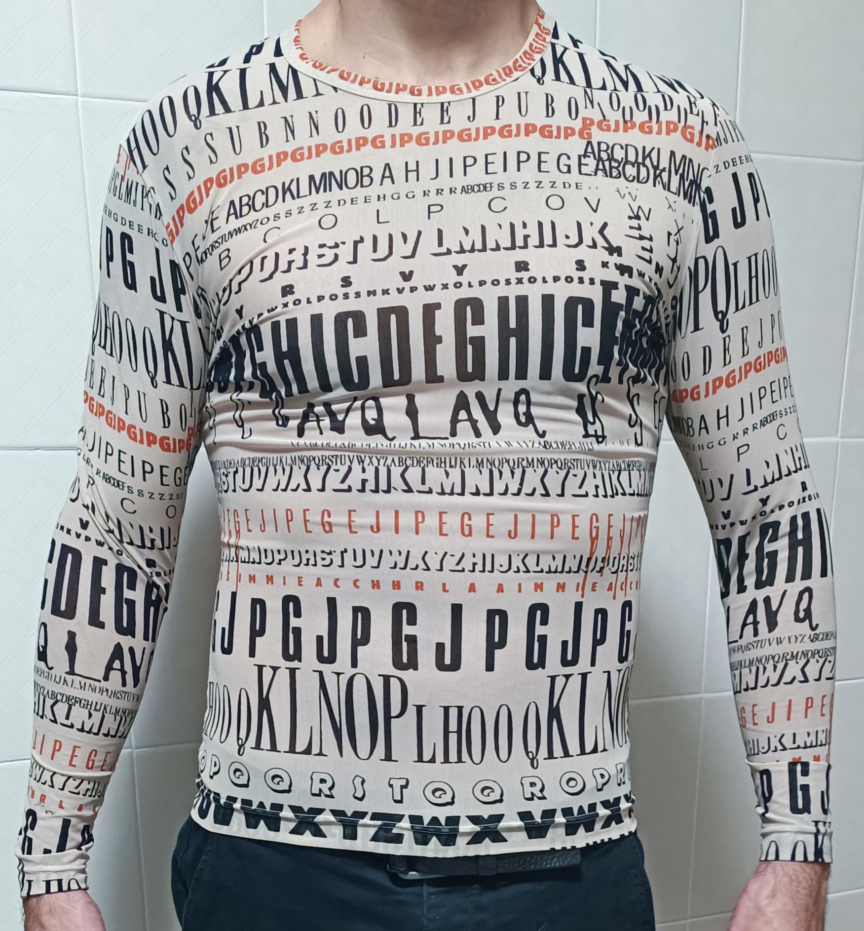 Jean Paul Gaultier Fall 1995 - Iconic letters lycra top Size US M / EU 48-50 / 2 - 4 Thumbnail