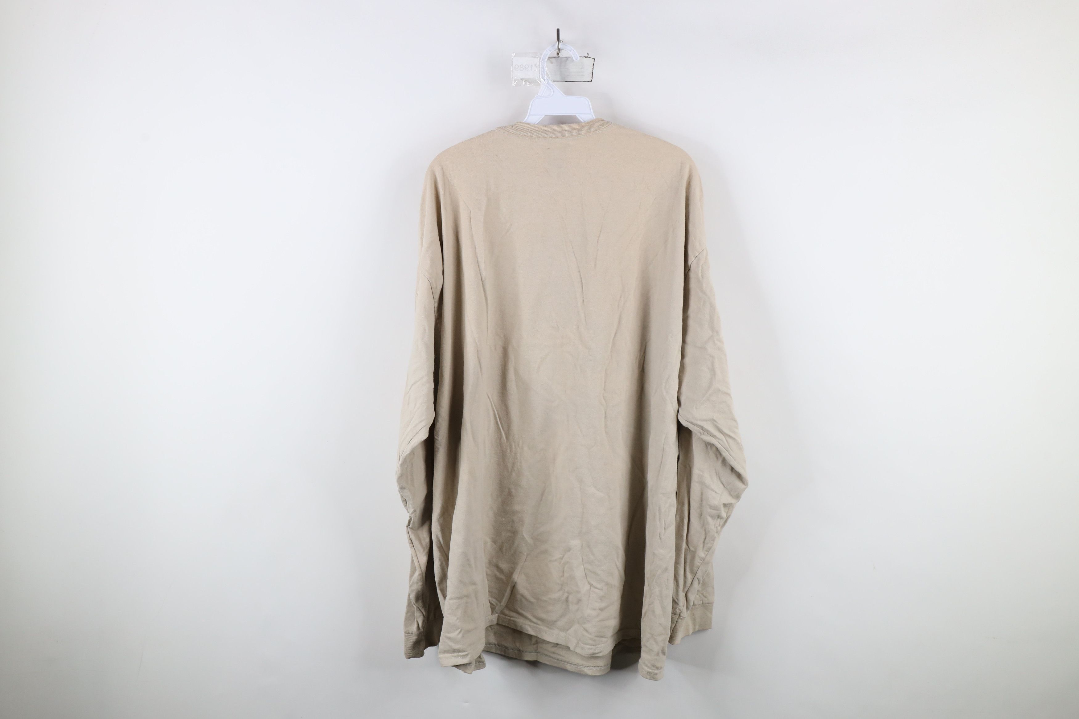 Hanes × Vintage Vintage Y2K Hanes Beefy Blank Long Sleeve T-Shirt Khaki Size US XXL / EU 58 / 5 - 10 Thumbnail