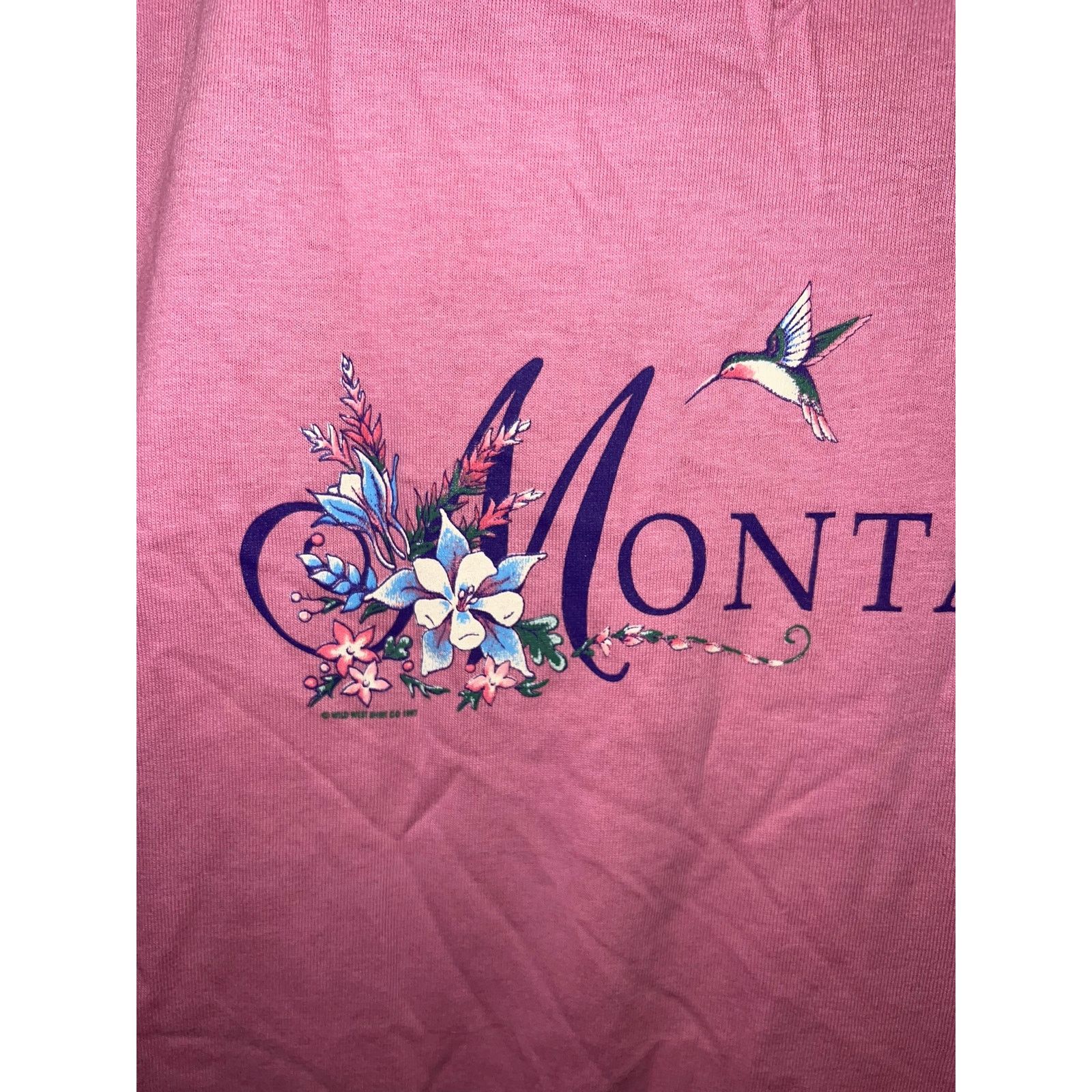 Jerzees Vintage Montana Pink Shirt Nature Pink Graphic Tee 90s VTG L Size US L / EU 52-54 / 3 - 2 Thumbnail