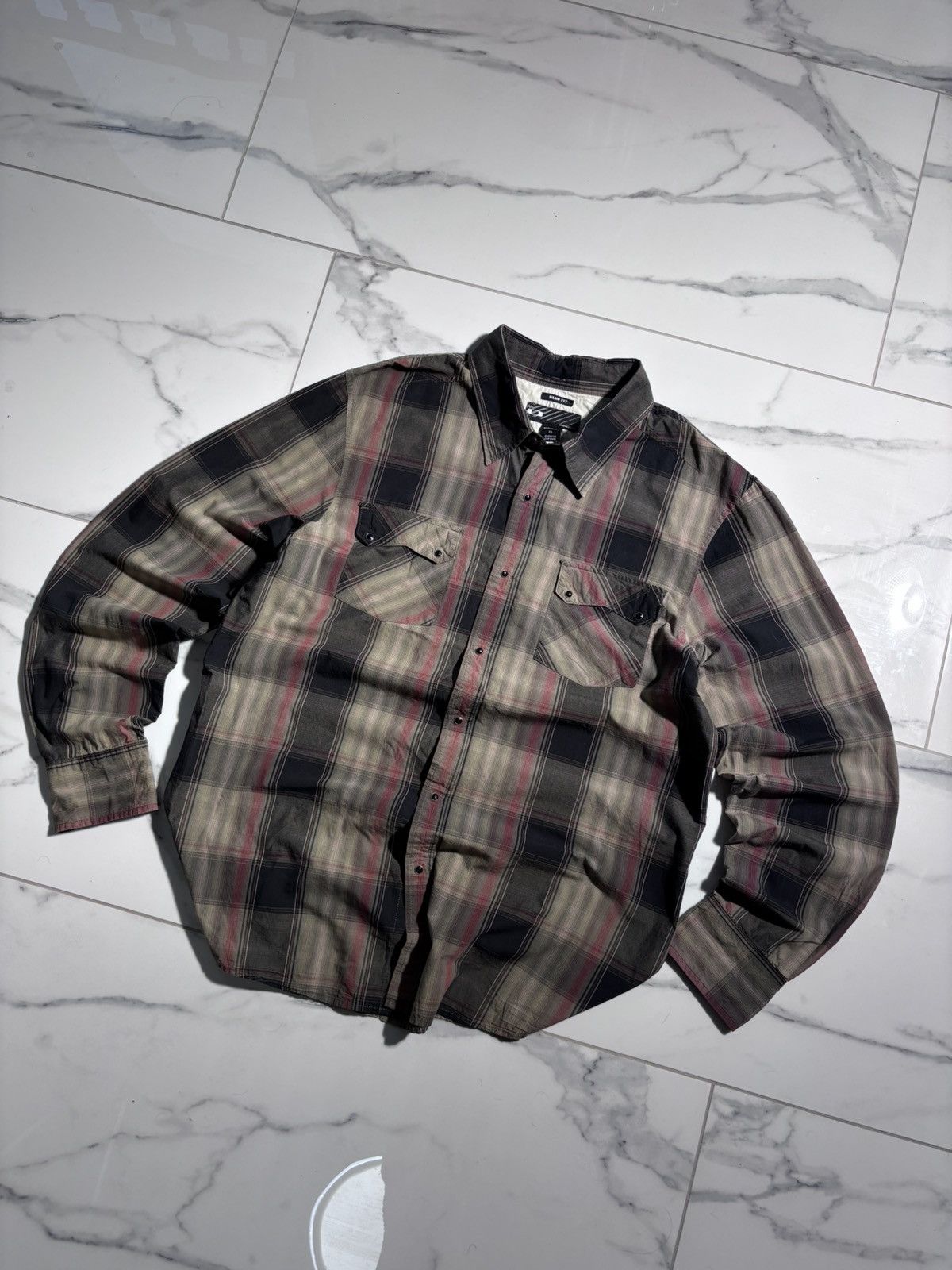 Oakley VTG Oakley Baggy Shirts Long Sleeve Plaid GorpCore Style 00s Size US XL / EU 56 / 4 - 1 Thumbnail