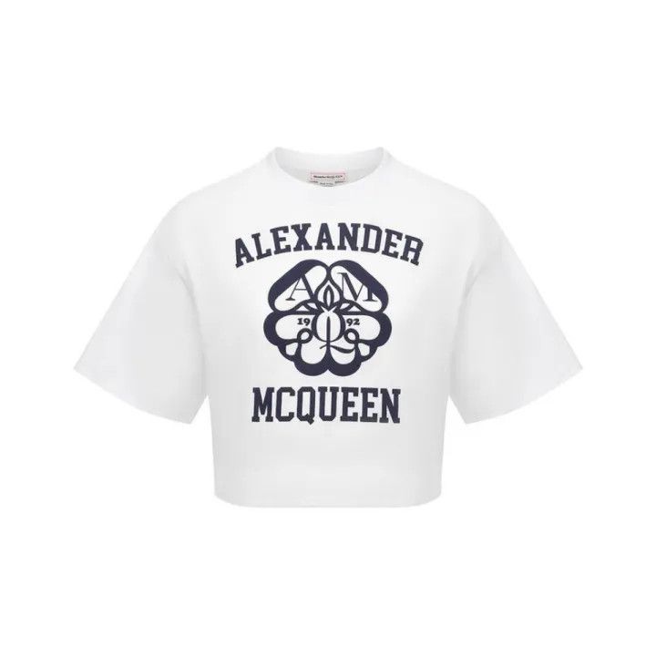 Alexander McQueen Alexander McQueen White Cropped Graphic T-Shirt 0079 Size M / US 6-8 / IT 42-44 - 1 Thumbnail