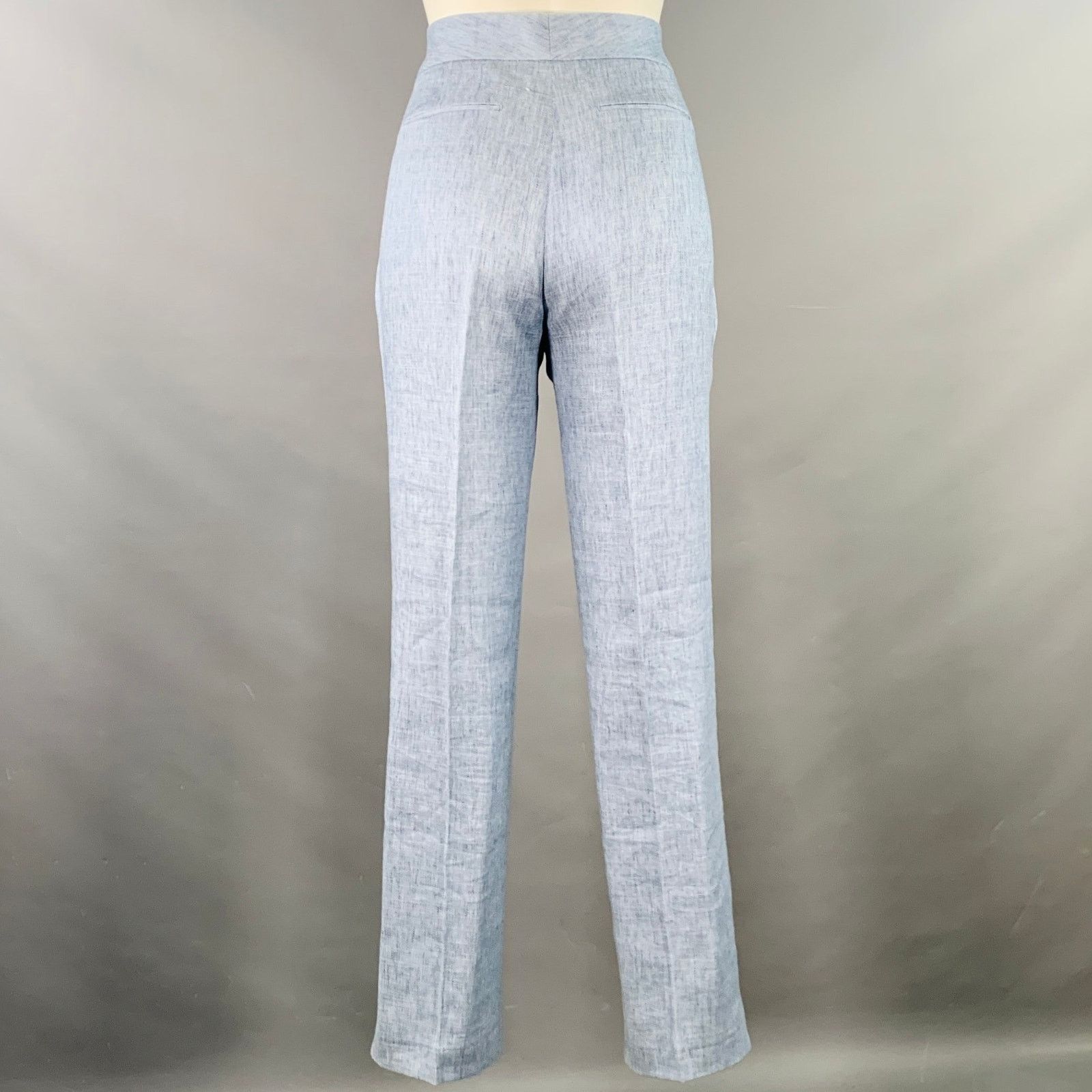 Elie Tahari Size 4 Blue Heather Linen Blend Flat Front Casual Pants Size 27" / US 4 / IT 40 - 2 Thumbnail