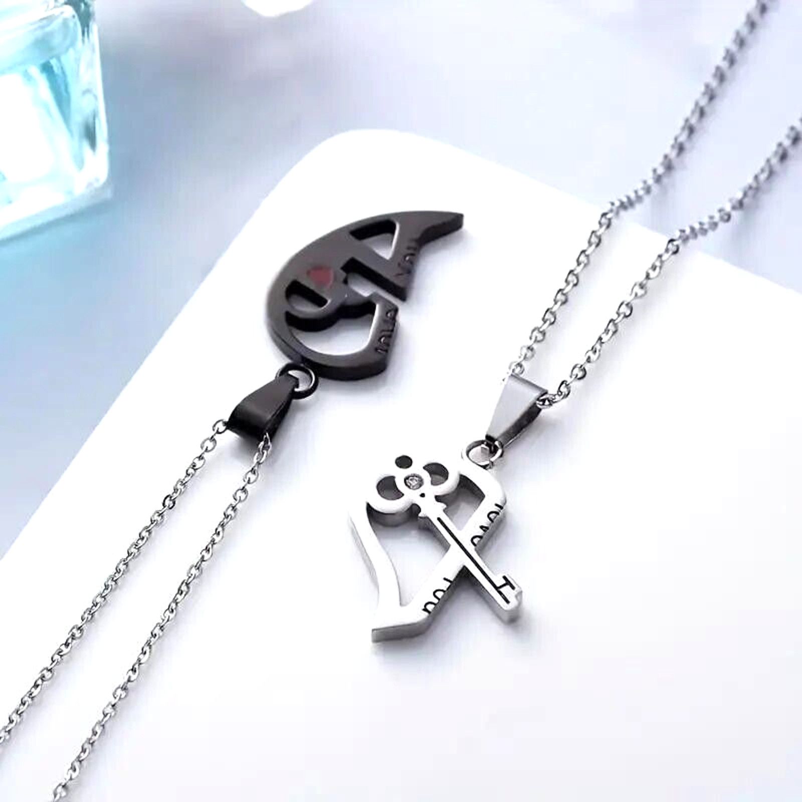 Other I Love You Pendant Necklace •Interlocking Heart Key 2 Pc Set Size ONE SIZE - 2 Thumbnail