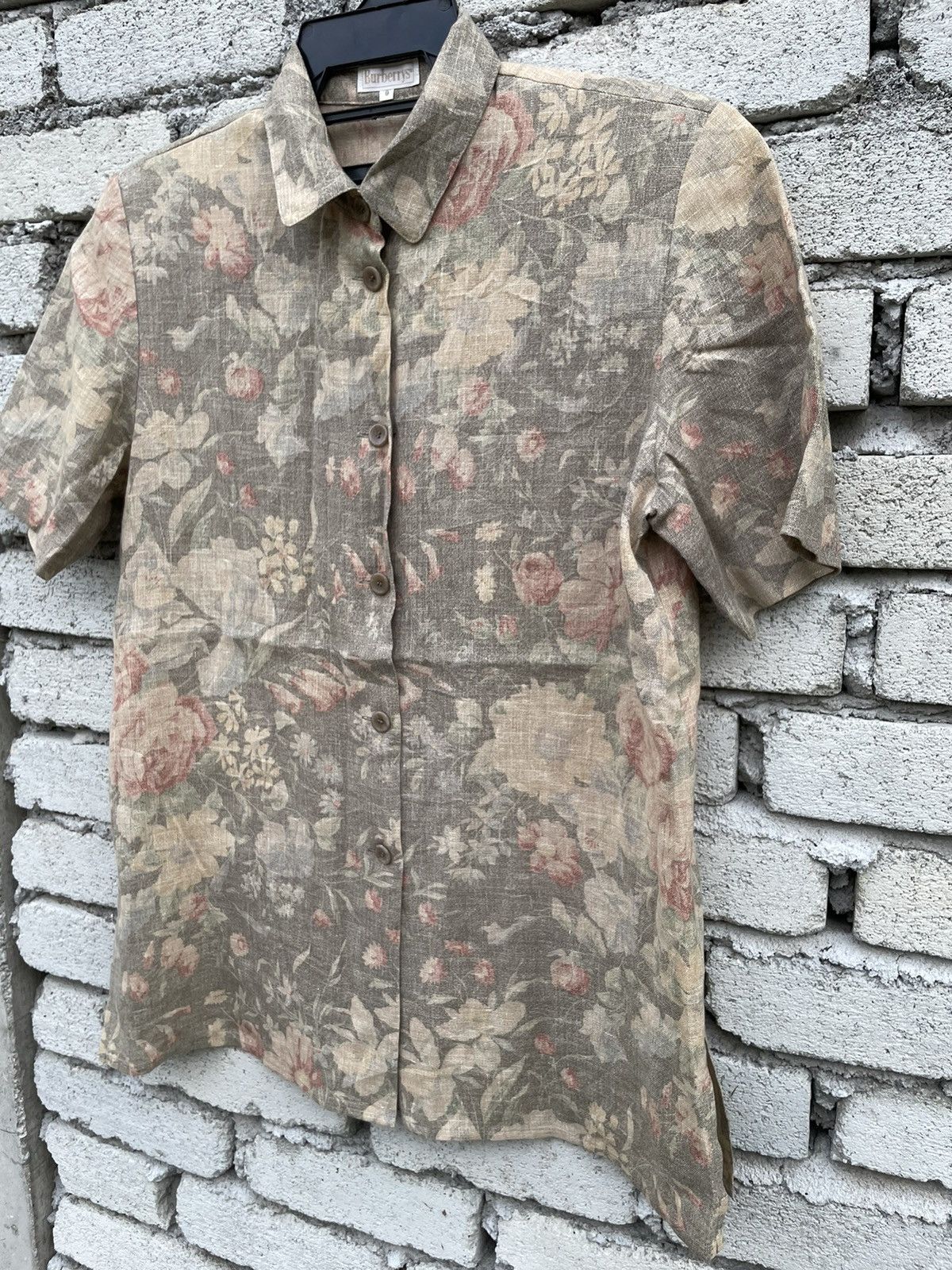 Burberry × Vintage Vintage Burberrys Linen Wool Button Shirt Size M / US 6-8 / IT 42-44 - 3 Thumbnail