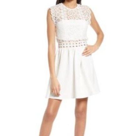 Other Area Stars White Lace Bodice Mini Dress Women Size L Size L / US 10 / IT 46 - 1 Thumbnail