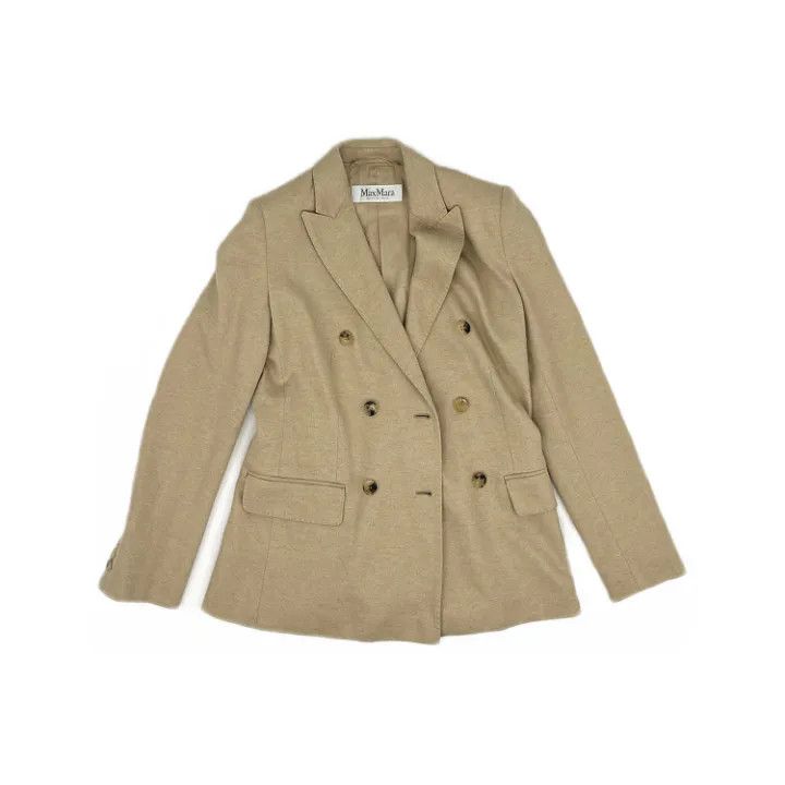 Max Mara MaxMara Stylish Beige Double-Breasted Blazer 0079 Size S / US 4 / IT 40 - 1 Thumbnail