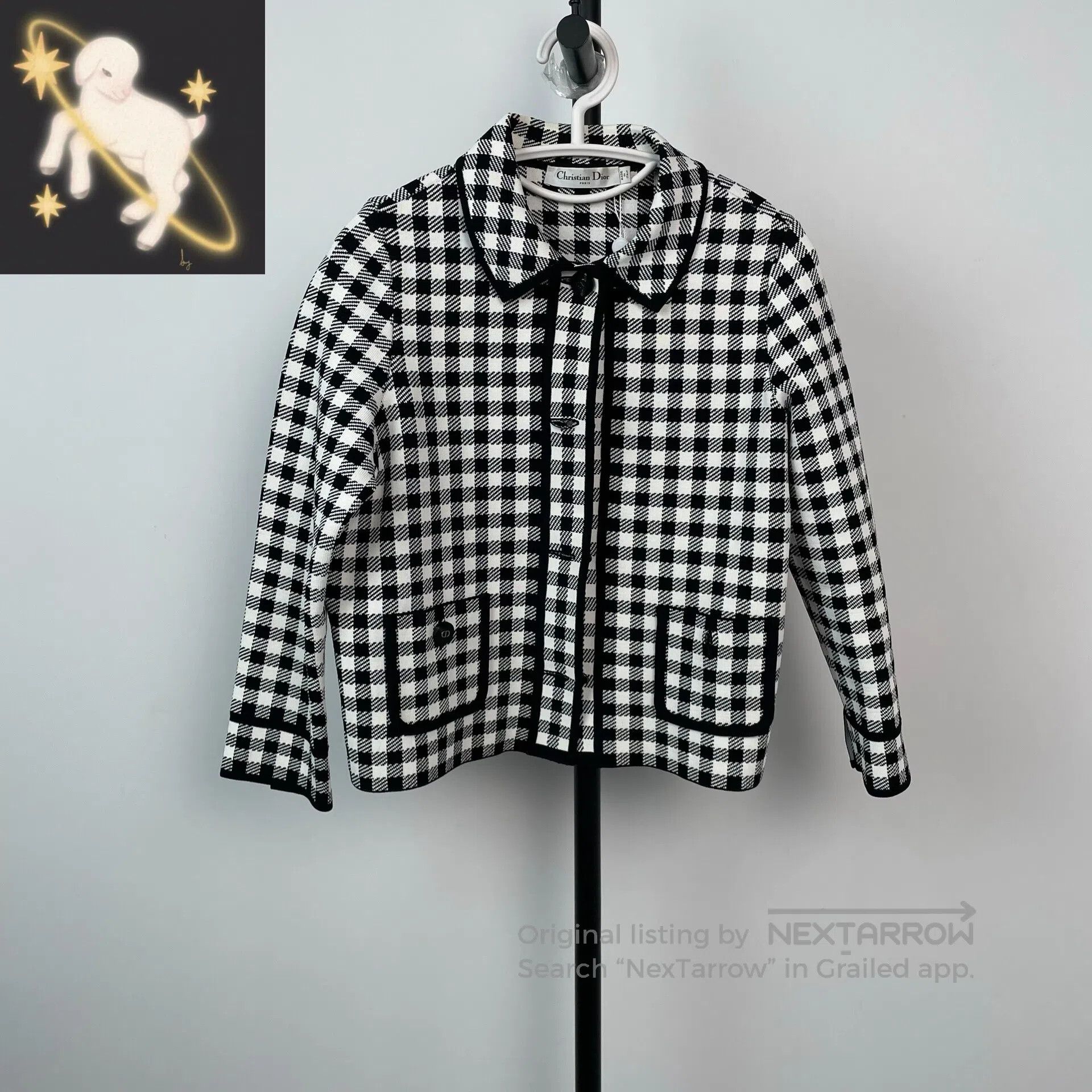 Dior Dior Black and White Houndstooth Pocket Knit Jacket| Size XS / US 0-2 / IT 36-38 - 1 Thumbnail