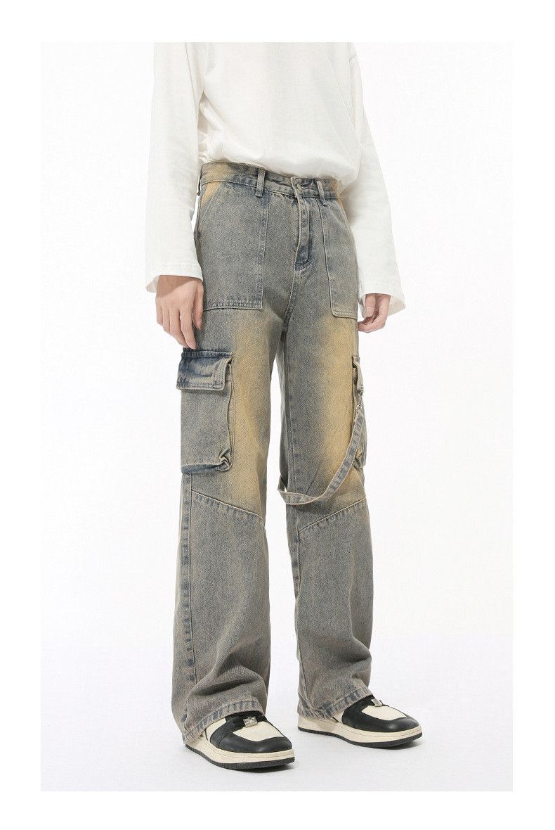 Japanese Brand × Jean Distressed patchwork multi-pocket distressed cargo jeans Size US 32 / EU 48 - 2 Thumbnail