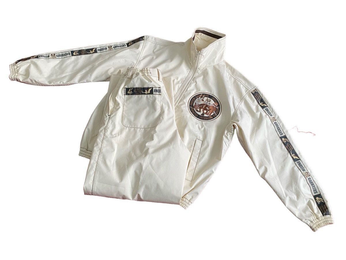 image of Archival Clothing VTG Complete Pair Of Angelo Garbasus Big Logo Sidetape Track in White (Size Mediu