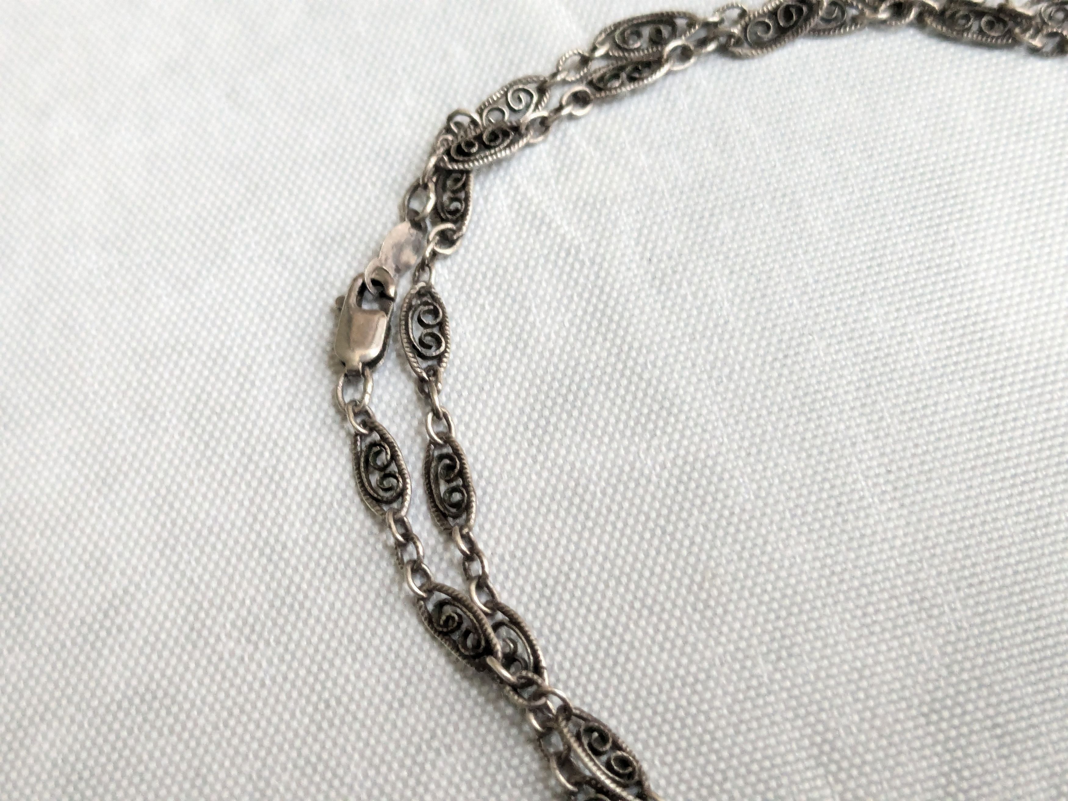 Jewelry Vintage Sterling Silver Necklace Anklet 20" Filigree Swirl Size ONE SIZE - 7 Thumbnail