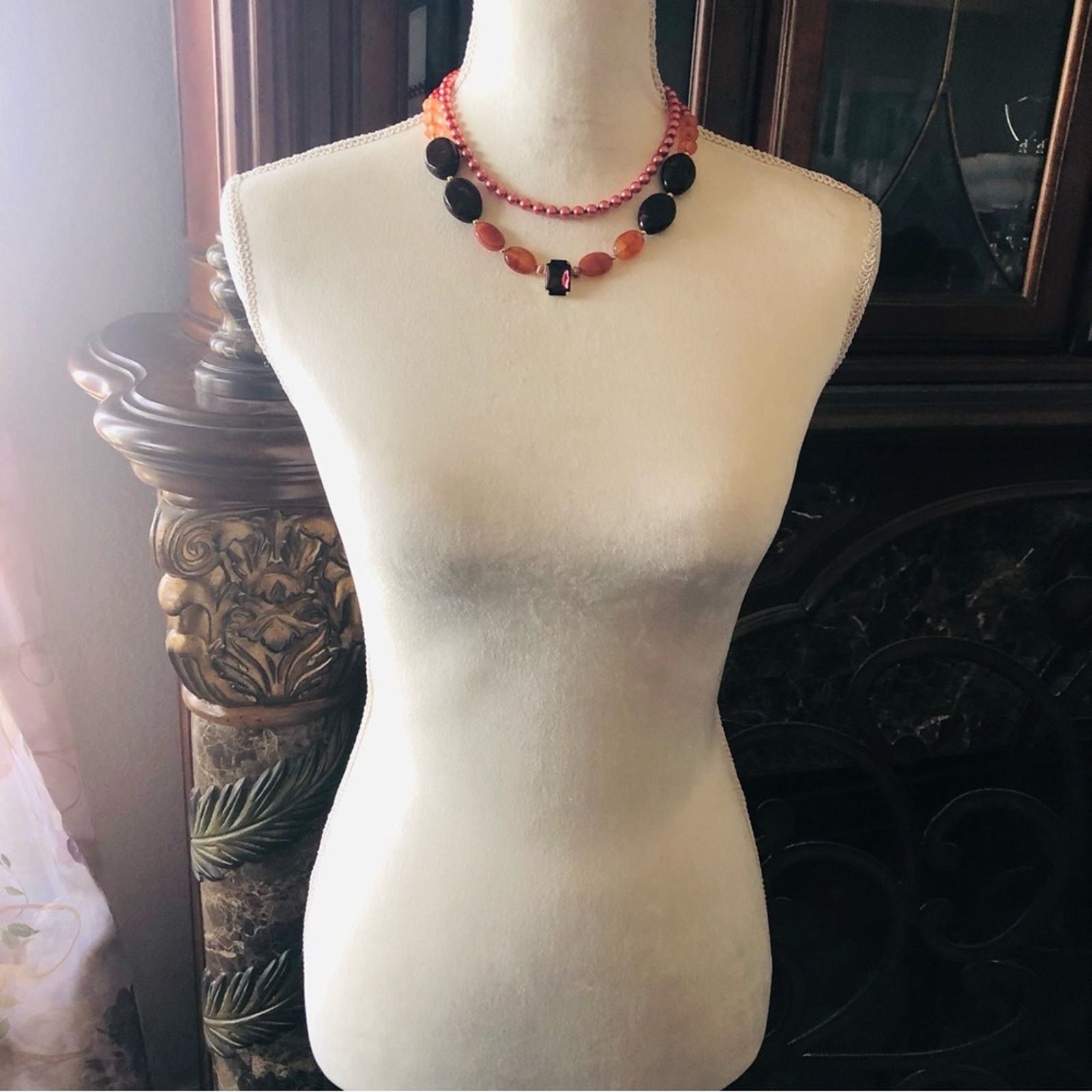 Handmade Handcrafted repurpose double strand carnelian necklac Size ONE SIZE - 6 Thumbnail