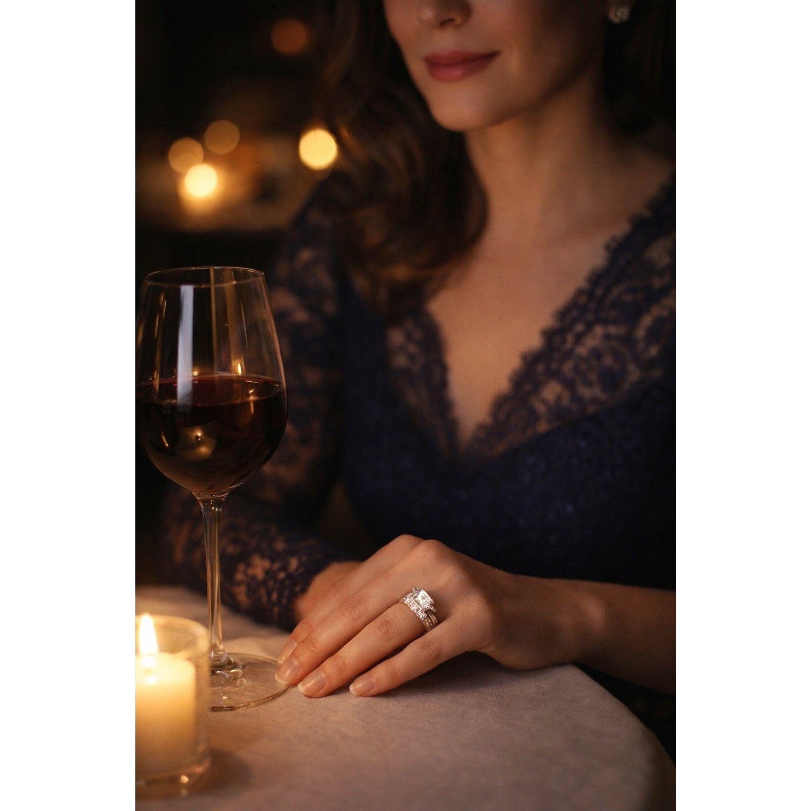 & Other Stories Exquisite Moissanite 925S Silver Engagement Ring OneSize 3CT Size ONE SIZE - 7 Thumbnail