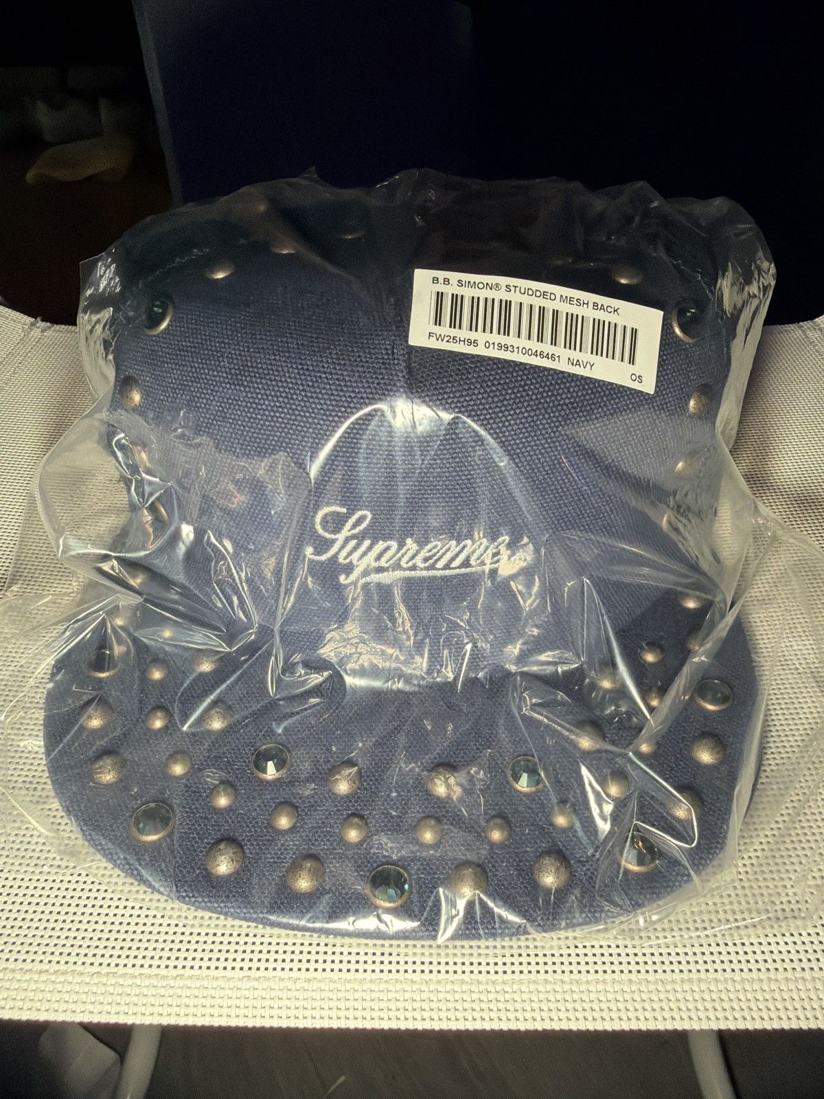 B.B. Simon × Supreme Navy B.B Simon Studded Mesh Back Size ONE SIZE - 1 Thumbnail