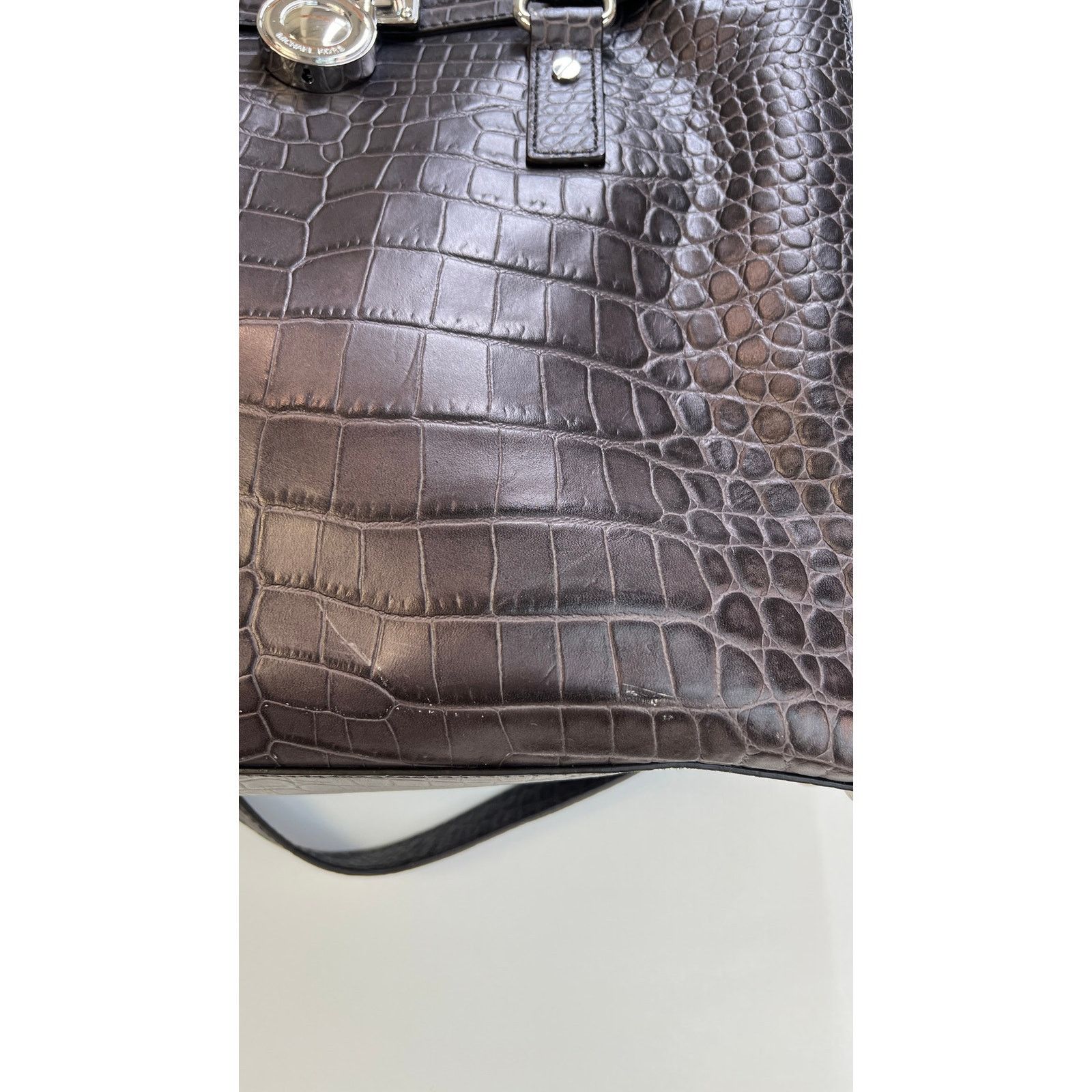 Michael Kors Michael Kors Hamilton Tote Gray Croco Embossed Leather Bag Size ONE SIZE - 4 Thumbnail