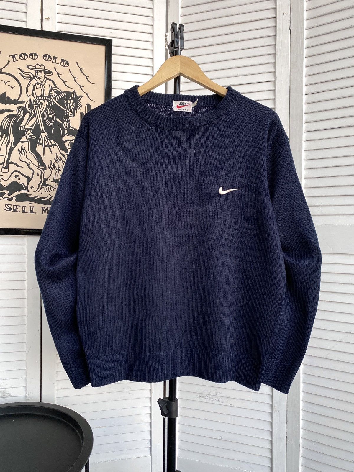 Nike Streetwear Vintage Vintage 90s Nike Solo Swoosh Oversized Knit Sweater Grailed