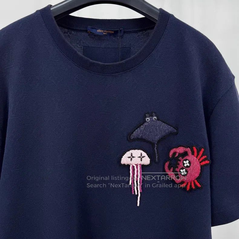 Louis Vuitton Louis Vuitton Dark Blue Ocean Beaded Short Sleeve Size US M / EU 48-50 / 2 - 3 Thumbnail