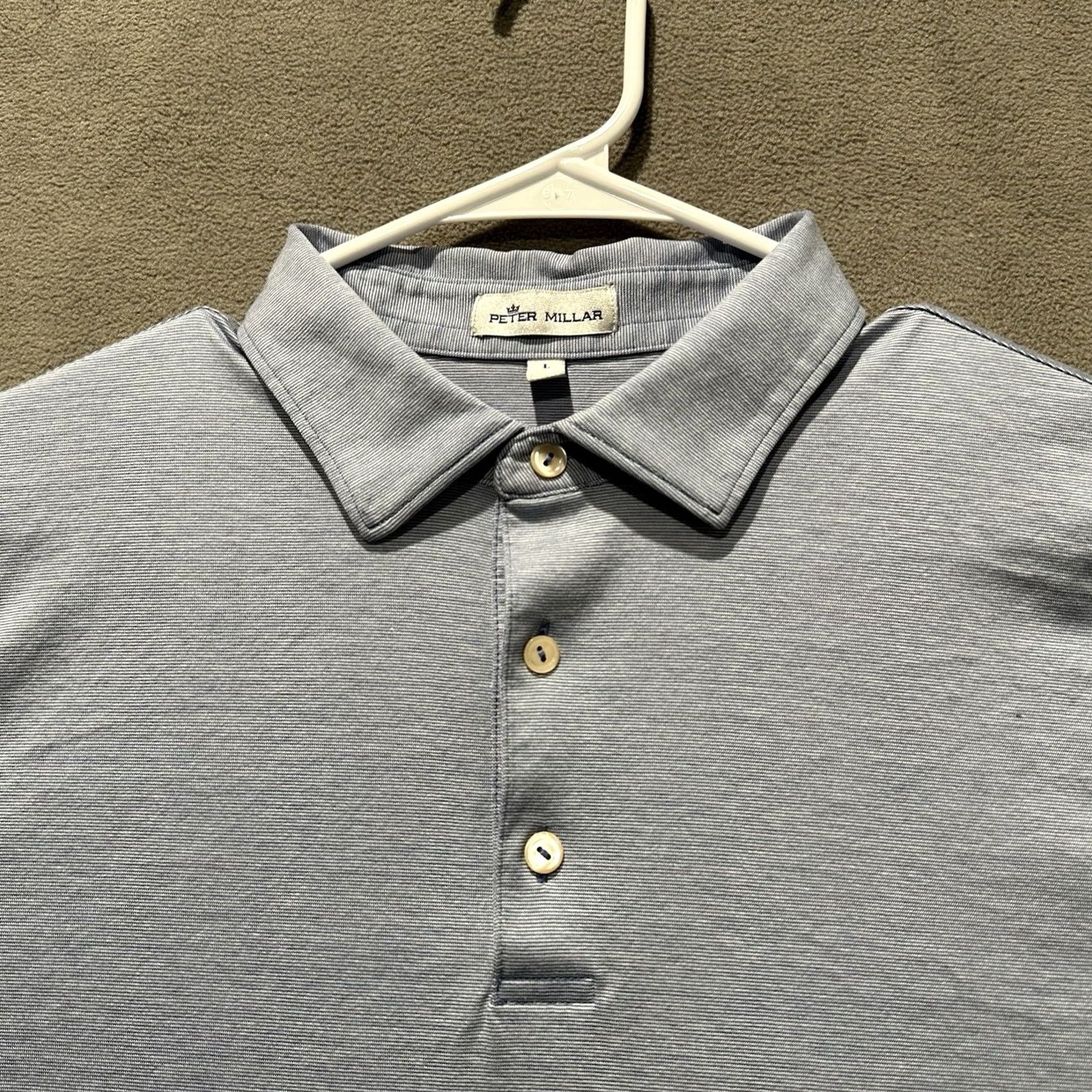 Peter Millar Peter Millar Golf Polo Shirt Mens Large Blue Striped Performance Stretch EUC Size US L / EU 52-54 / 3 - 4 Thumbnail