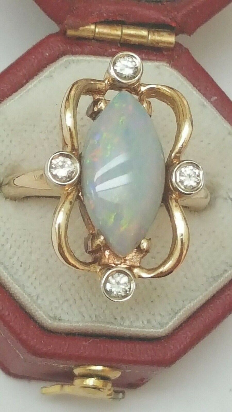 Other Antique 3.20ct Diamonds Australian Opal 14k Y/ Gold Ring Size ONE SIZE - 1 Thumbnail
