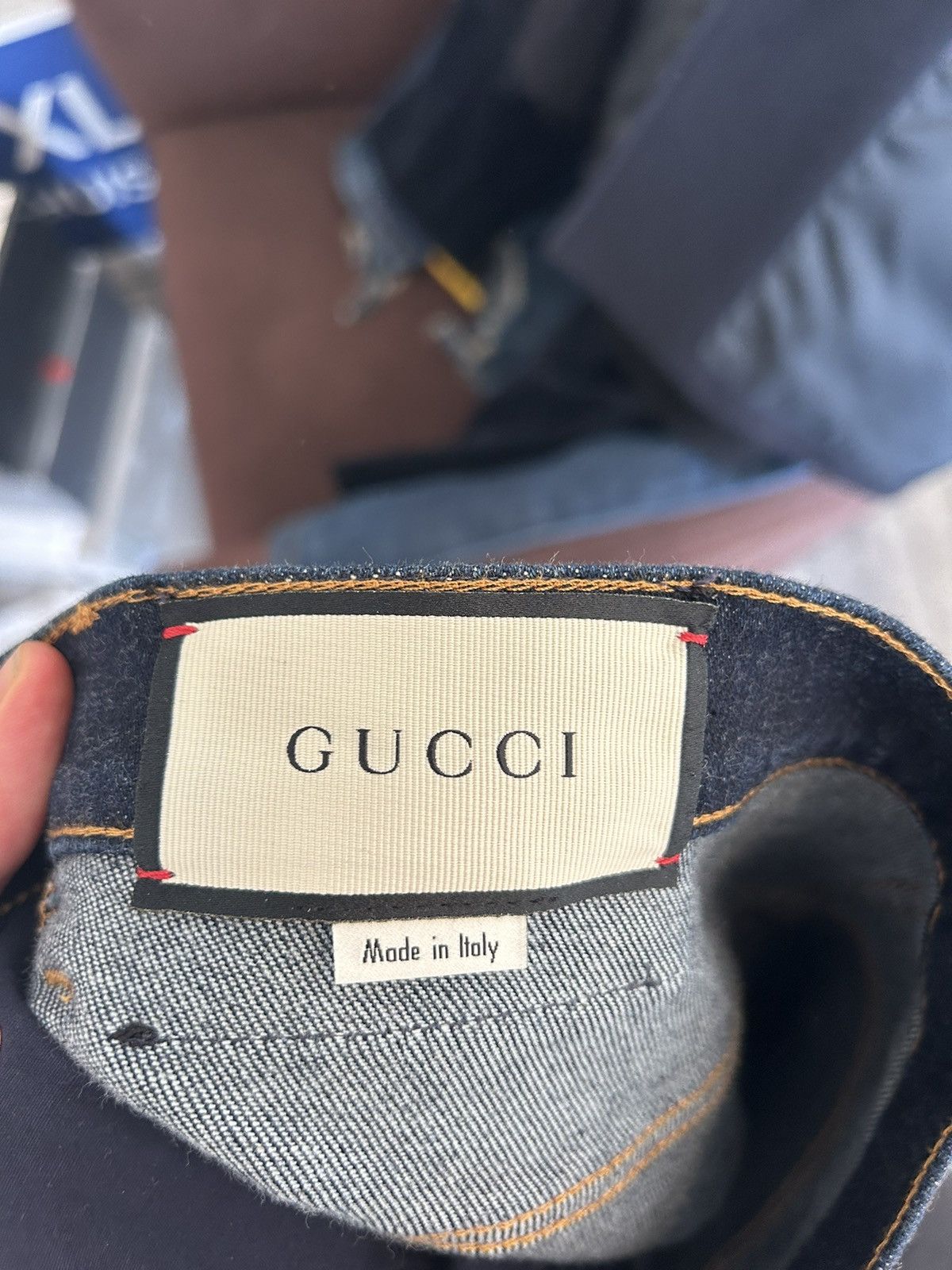 Gucci Indigo Raw Denim Jeans with Gucci Badge Size US 31 - 13 Thumbnail