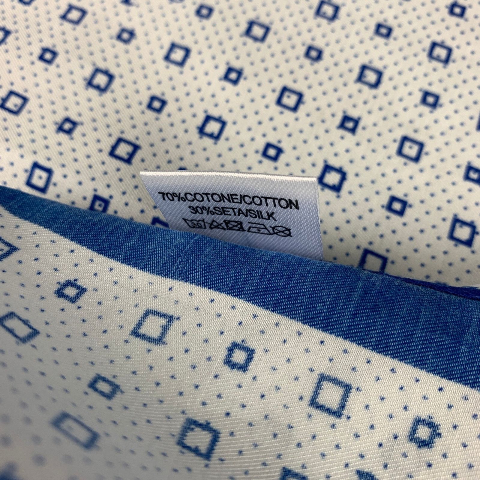 Jacob Cohen JACOB COHEN White Blue Print Cotton Silk Pocket Square Size ONE SIZE - 4 Thumbnail