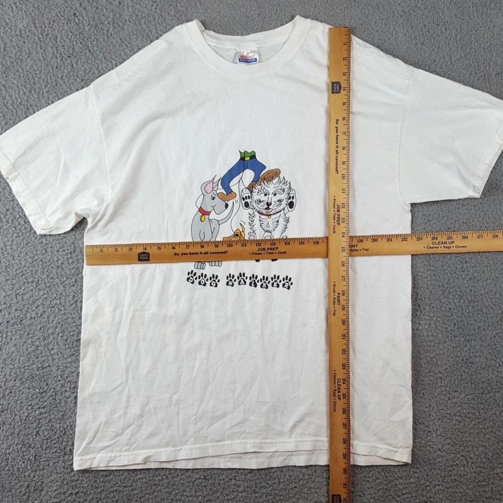 Hanes Vintage Hanes 90s T-Shirt Men XL White Cartoon Dog Walker Paw Print Vintage Y2K Size US XL / EU 56 / 4 - 7 Thumbnail